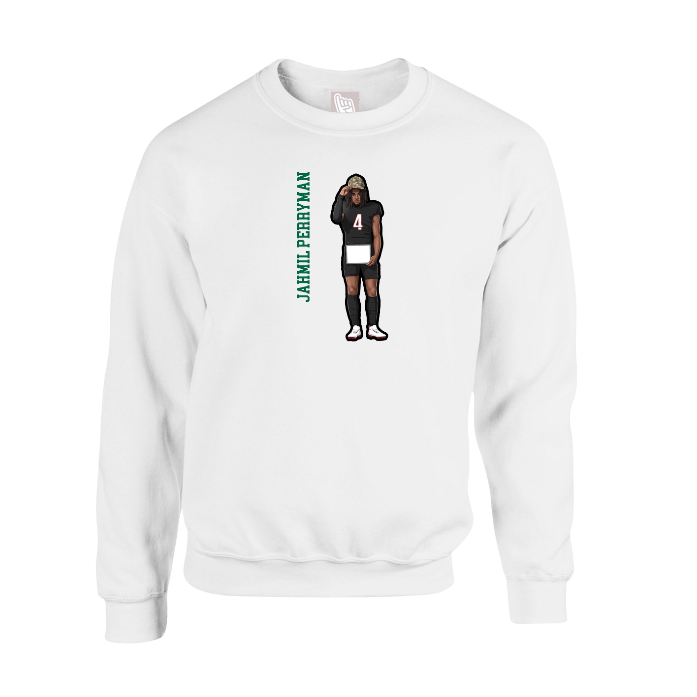 Fleece Crew — Name Vertical in White