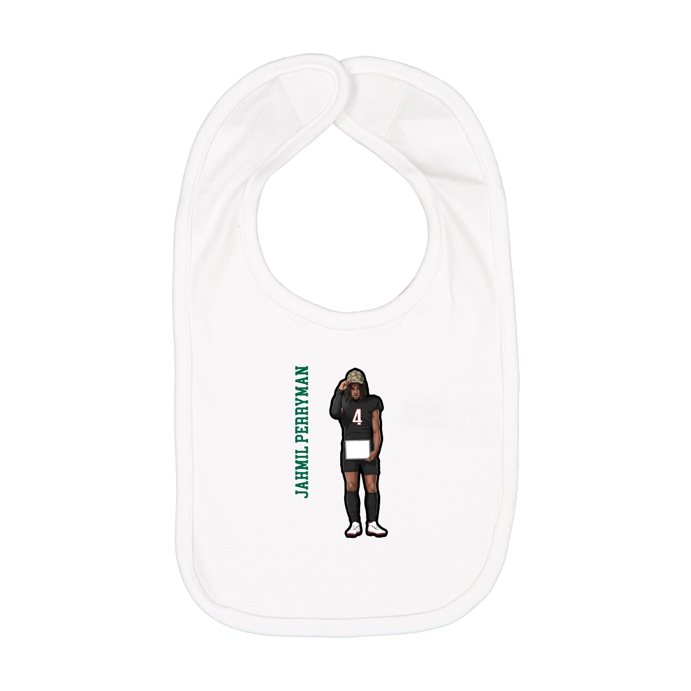 Infant Bib — Name Vertical in White