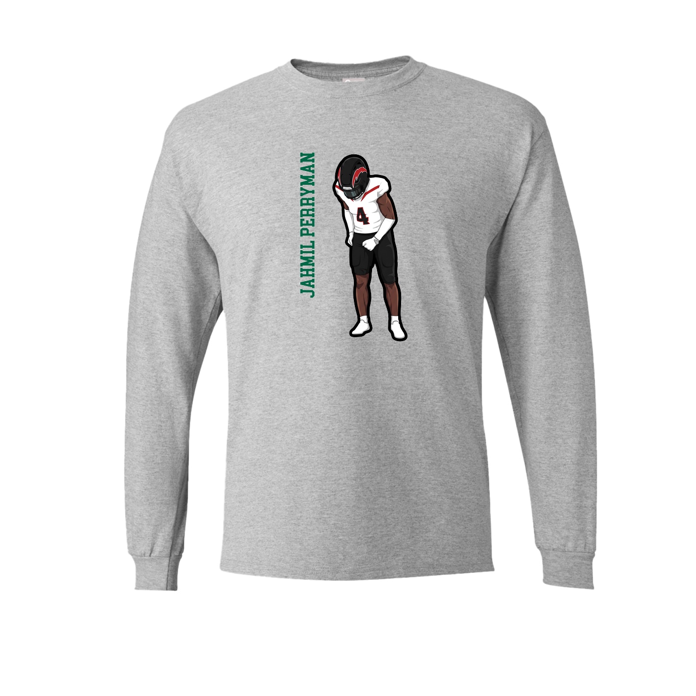 Long Sleeve Tee — Name Vertical in Grey