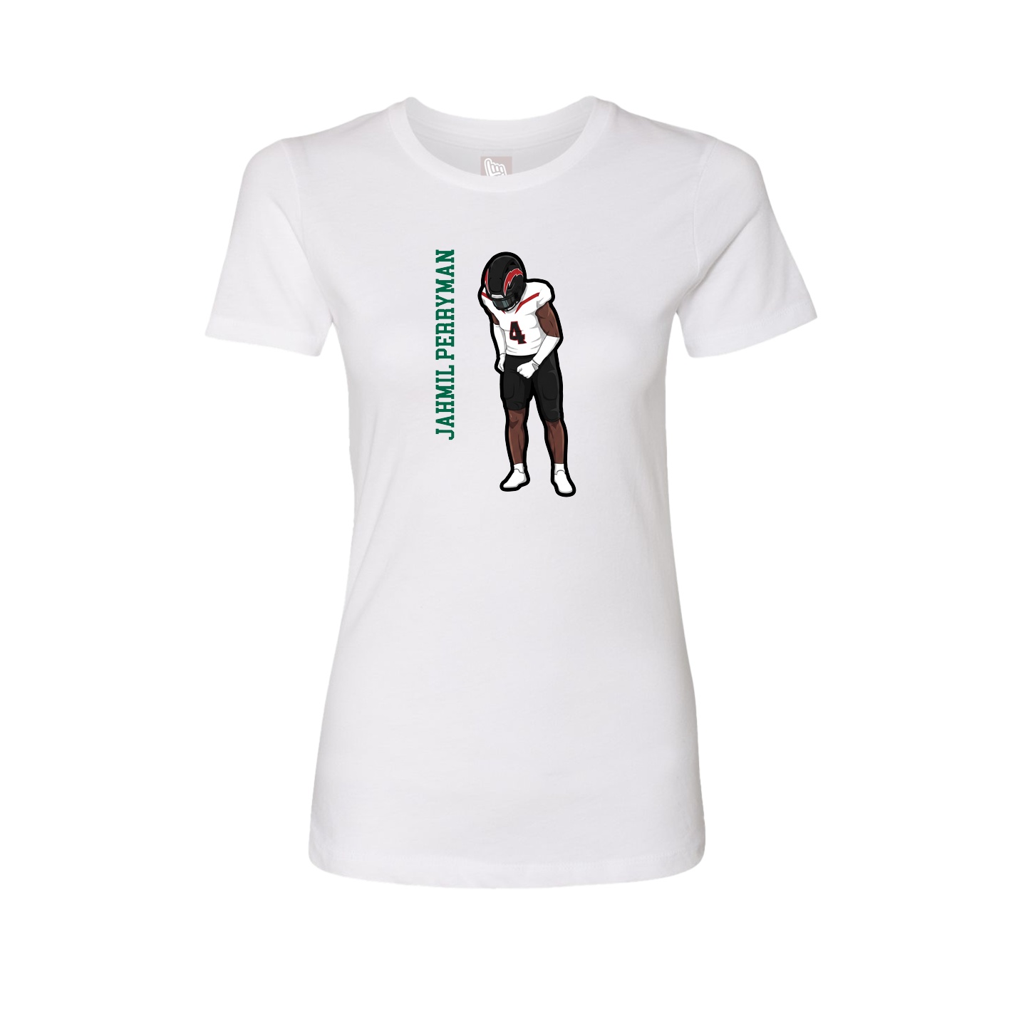 Womens Tee — Name Vertical in White