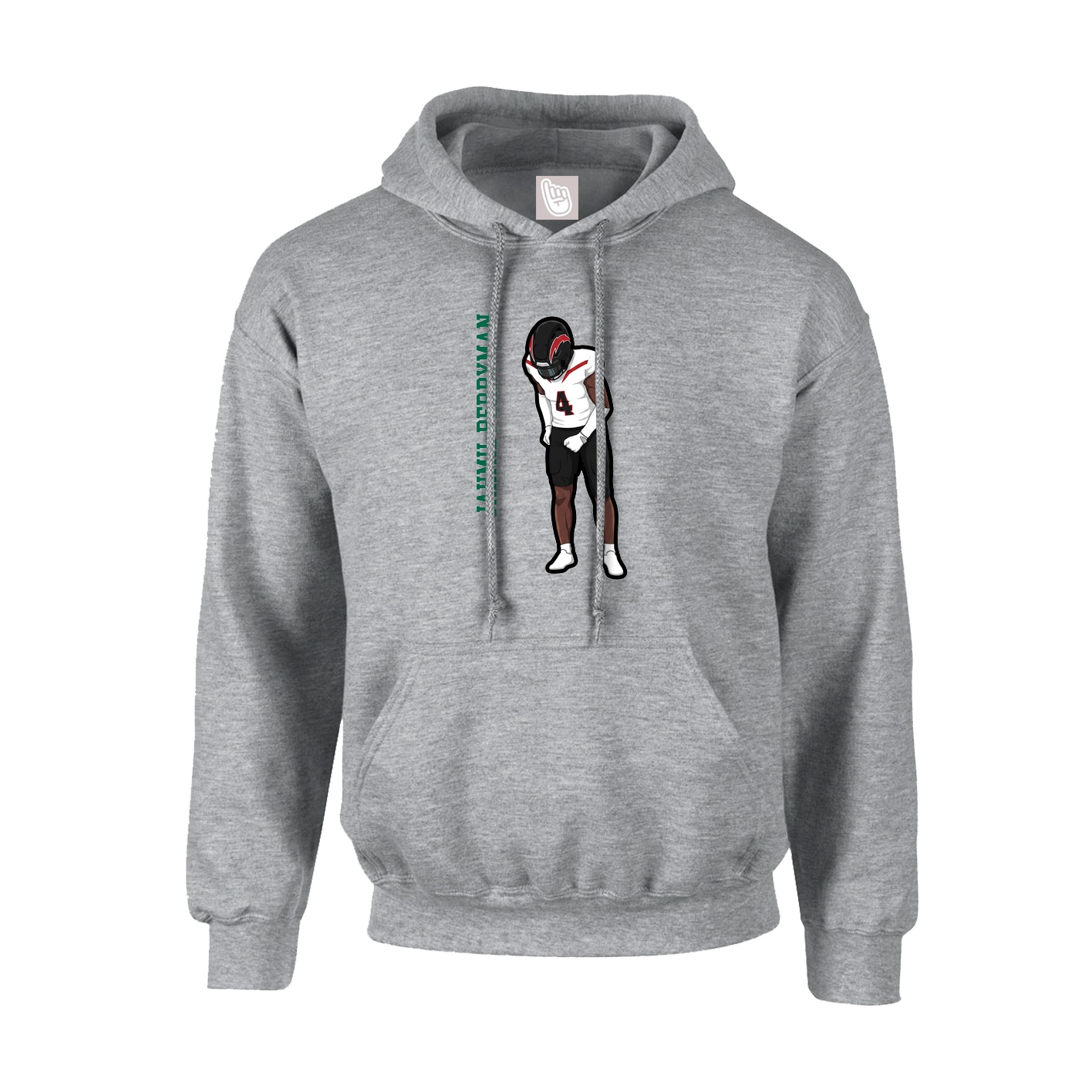 Youth Hoodie — Name Vertical in Grey