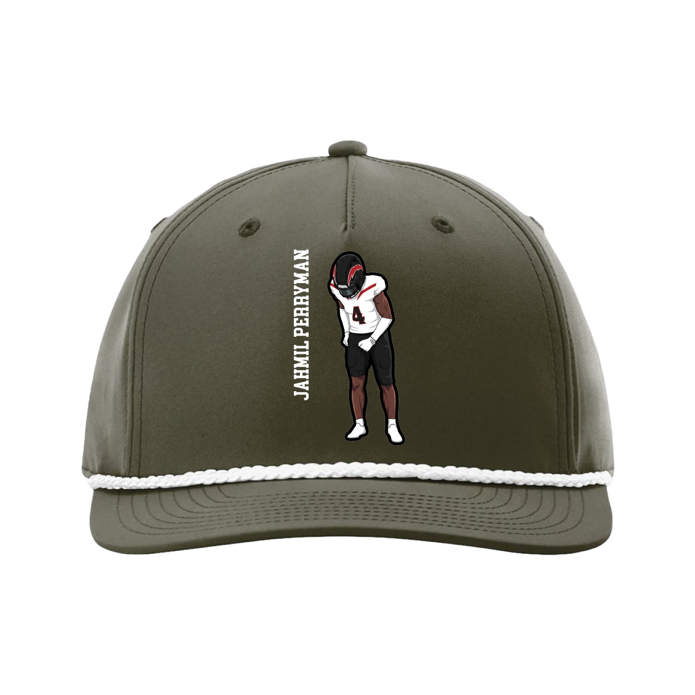 Five-Panel Classic Rope Cap — Name Vertical in Green