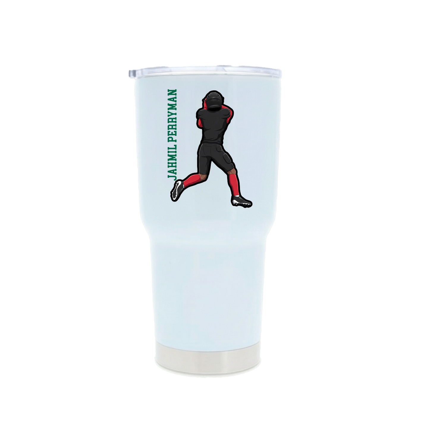 30oz Stainless Steel Tumbler — Name Vertical in White