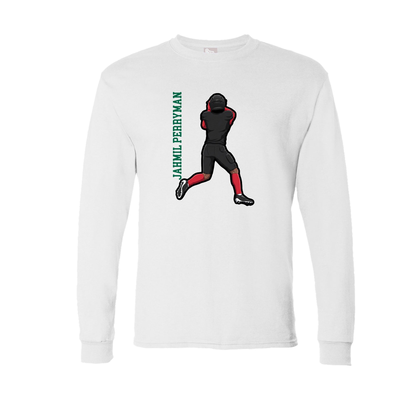 Long Sleeve Tee — Name Vertical in White