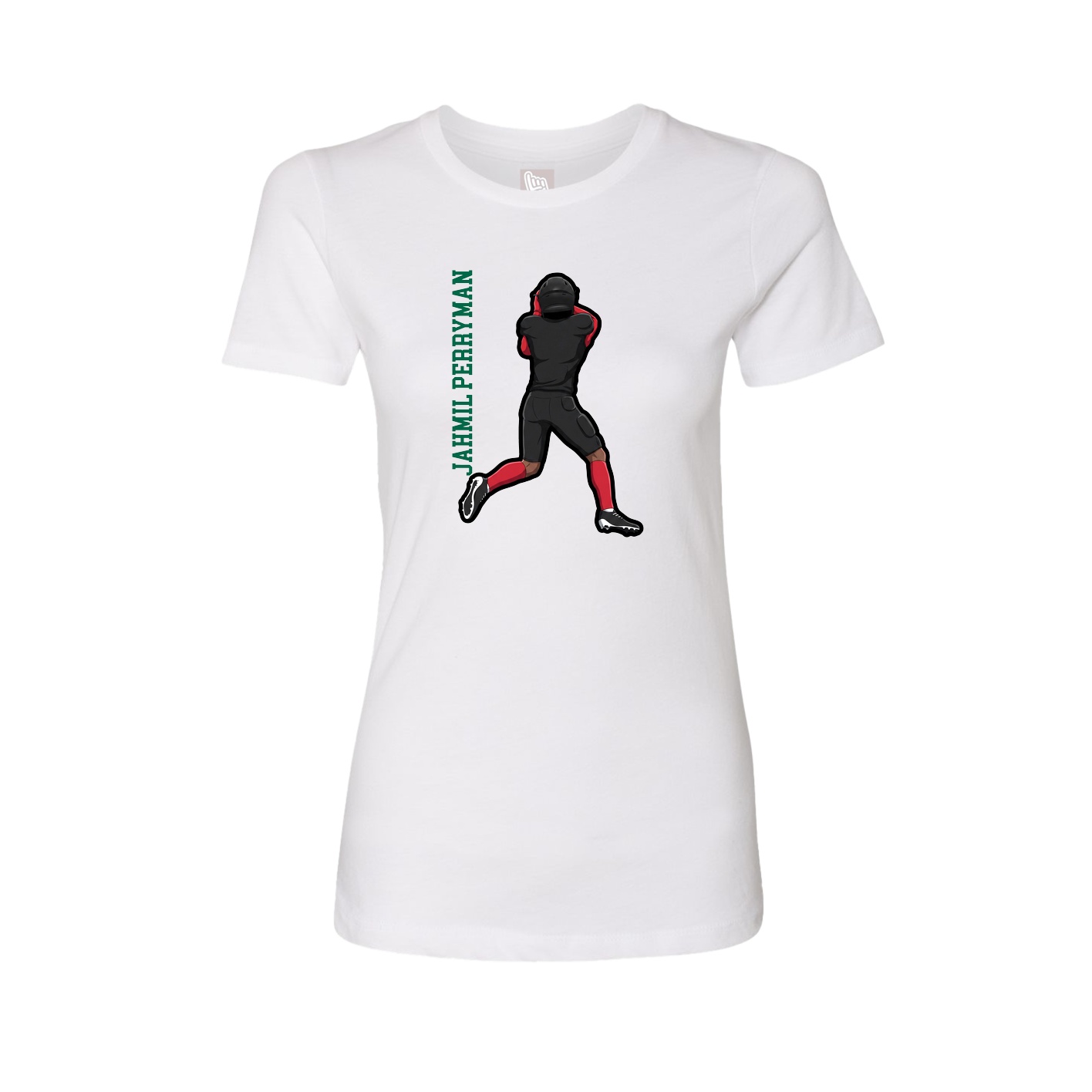 Fitted Women's Tee — Name Vertical in White