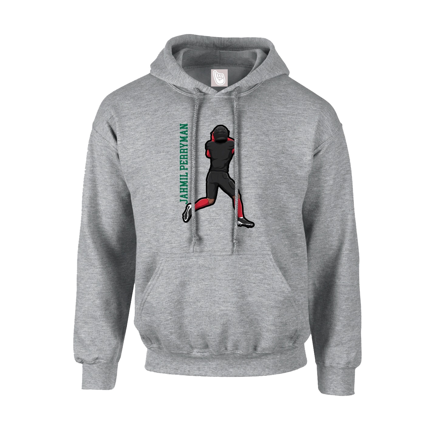 Hoodie — Name Vertical in Grey