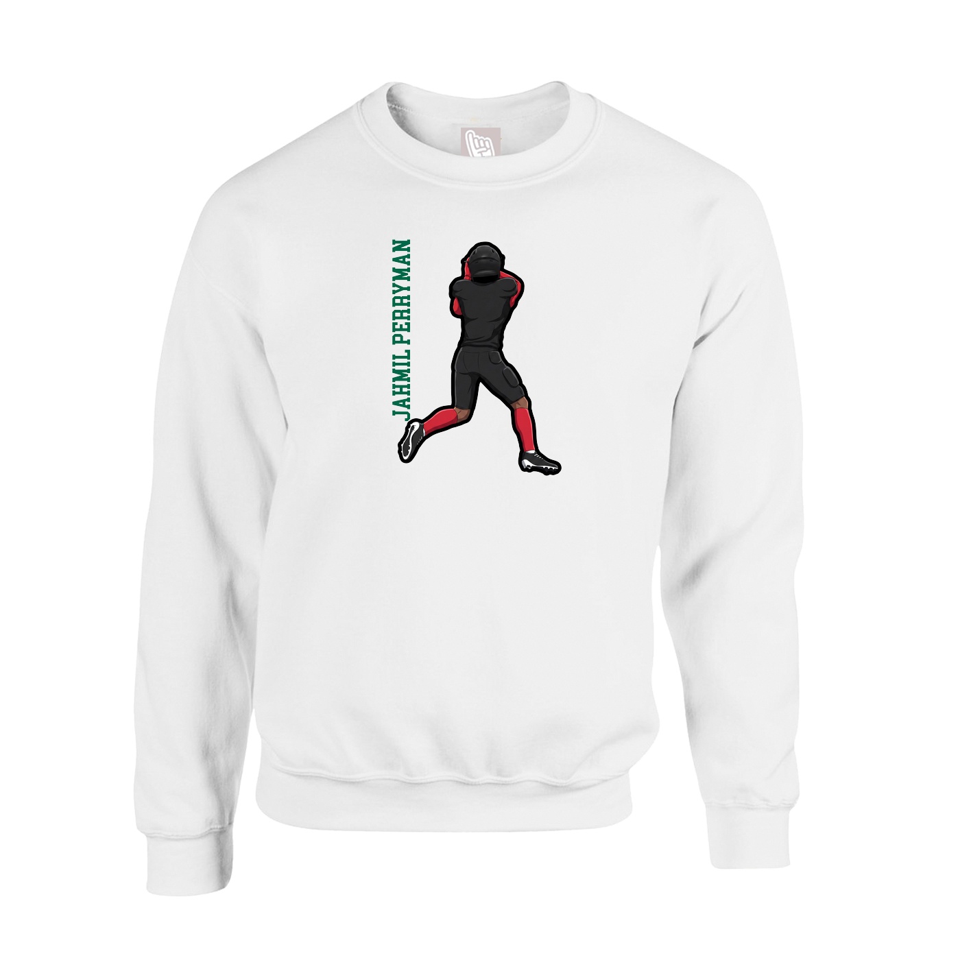Fleece Crew — Name Vertical in White