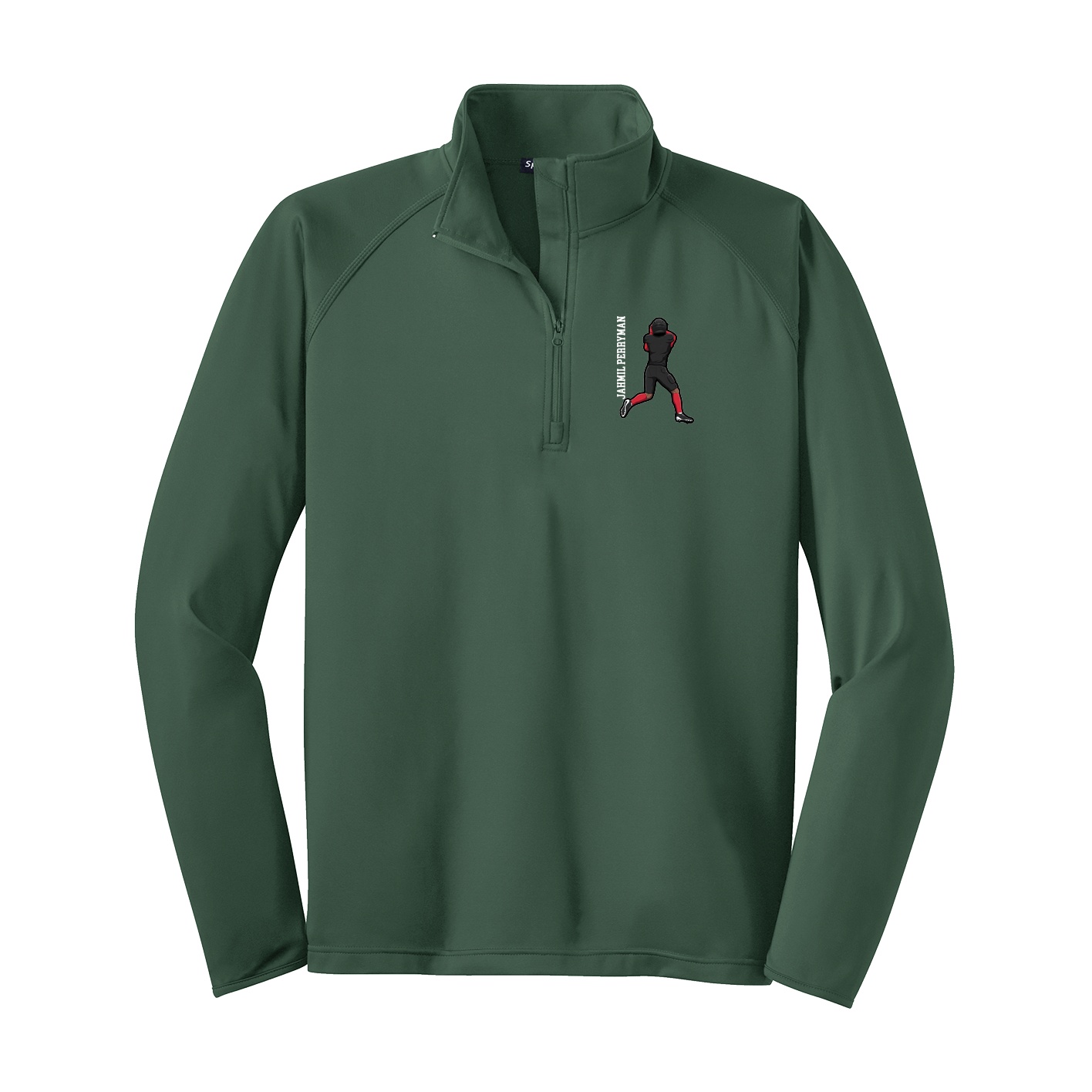 Q-Zip Pullover — Name Vertical in Green