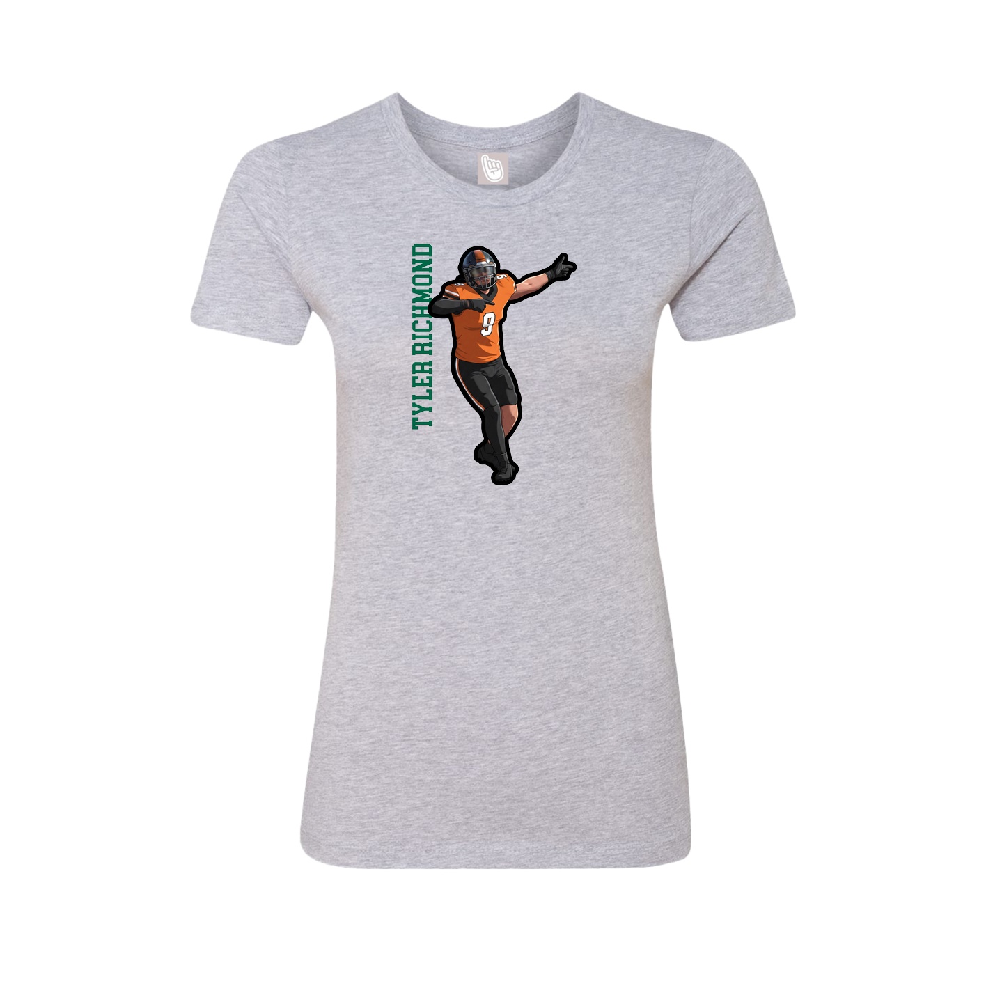 Fitted Women's Tee — Name Vertical in Grey