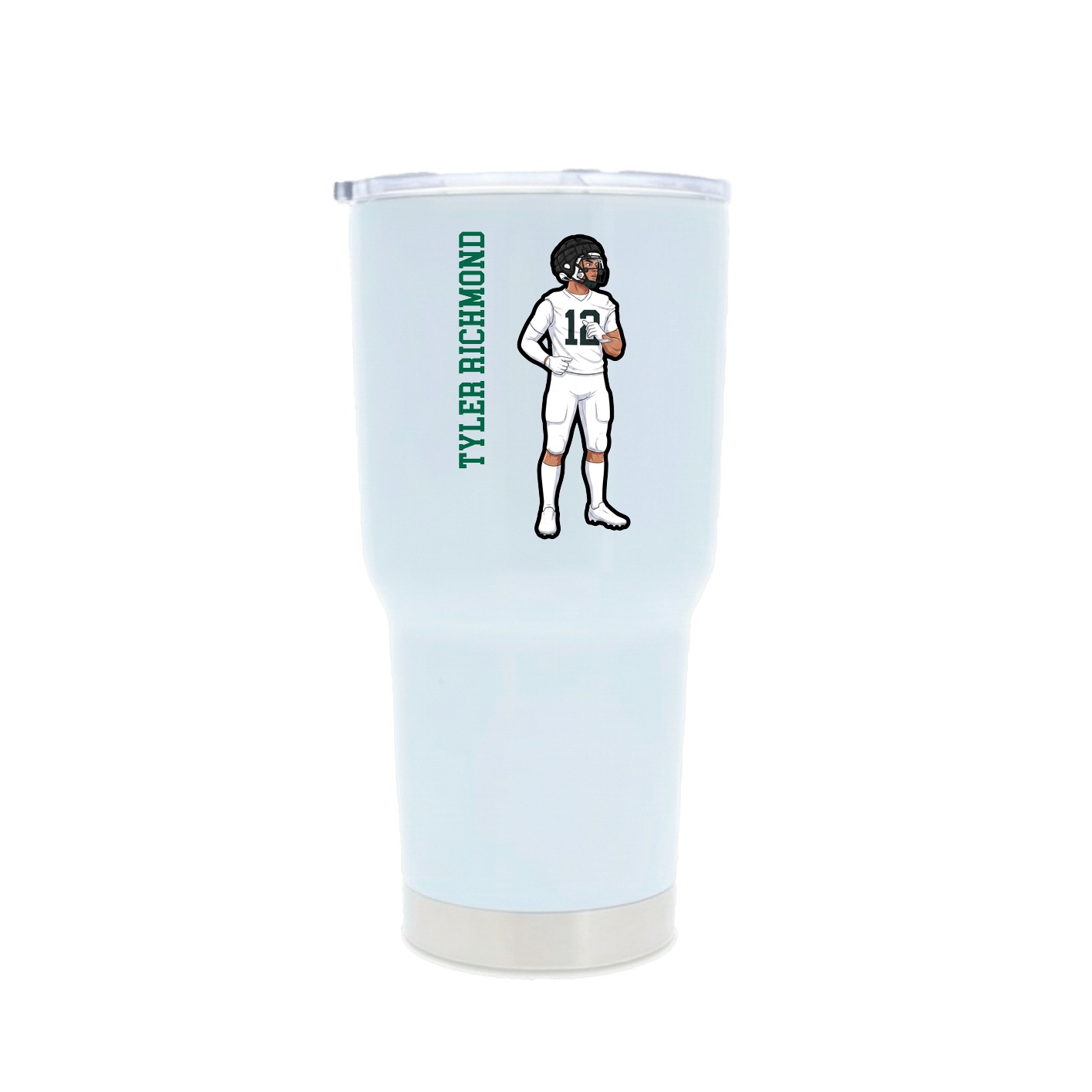 30oz Stainless Steel Tumbler — Name Vertical in White