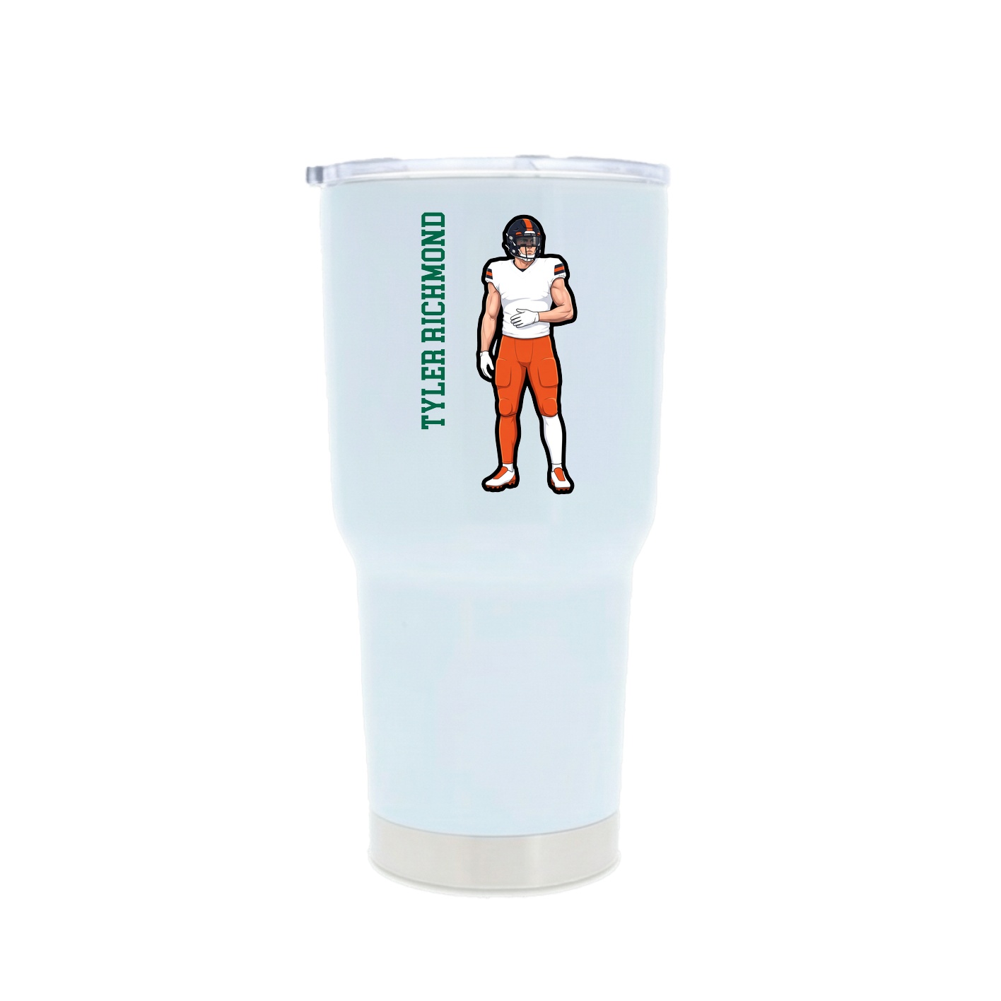 30oz Stainless Steel Tumbler — Name Vertical in White