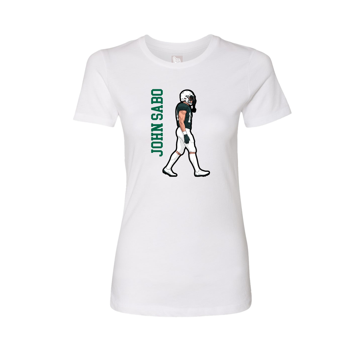 Fitted Women's Tee — Name Vertical in White