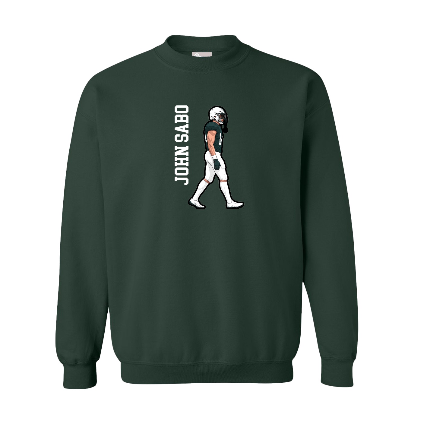 Fleece Crew — Name Vertical in Green
