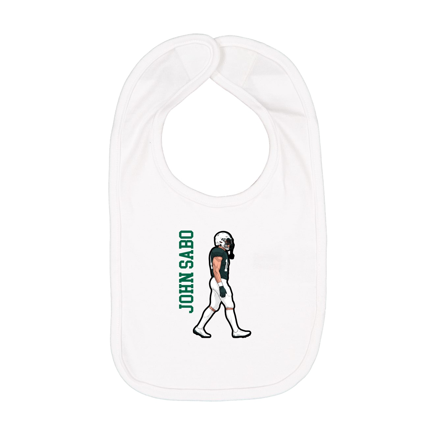 Infant Bib — Name Vertical in White