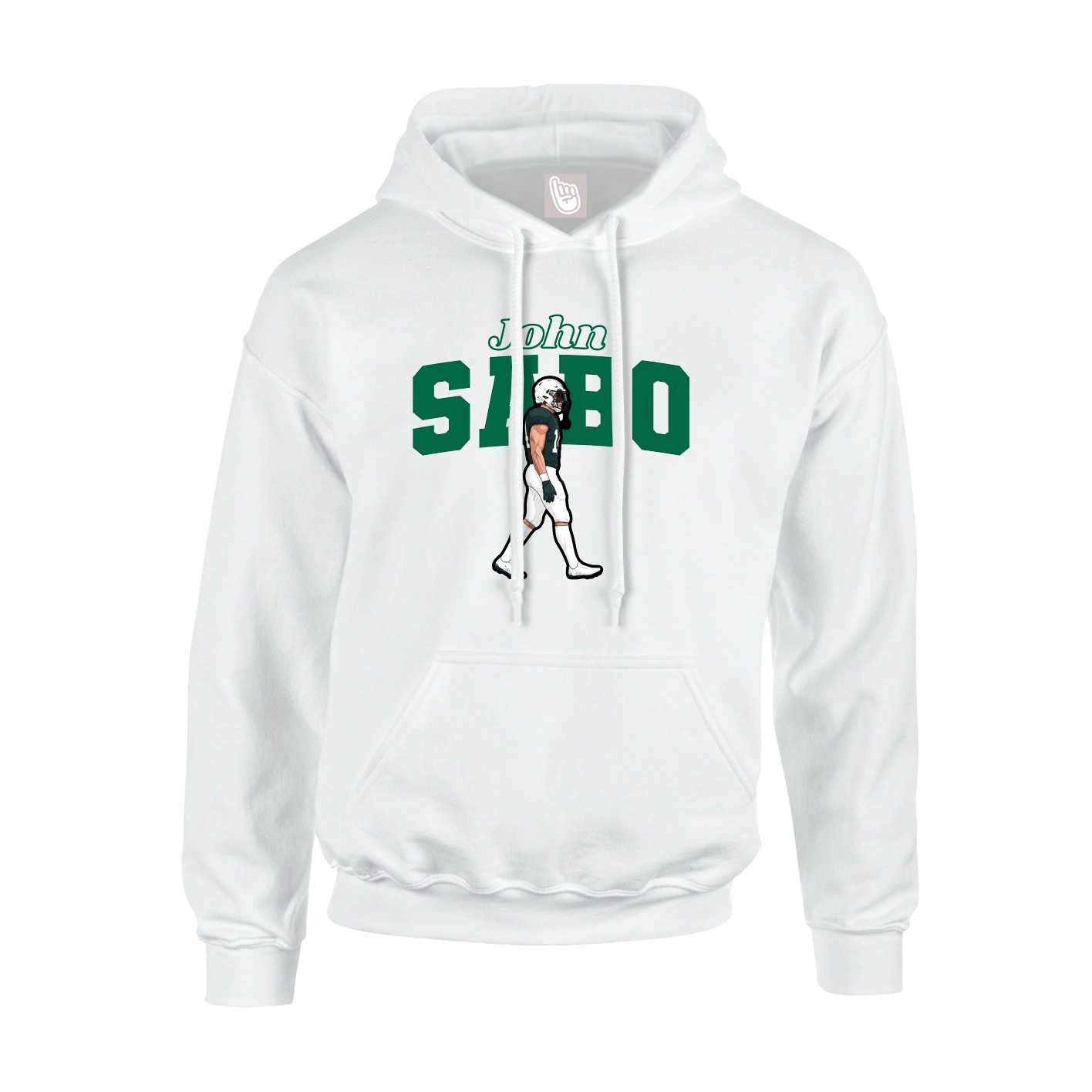 Youth Hoodie — Name Arch in White