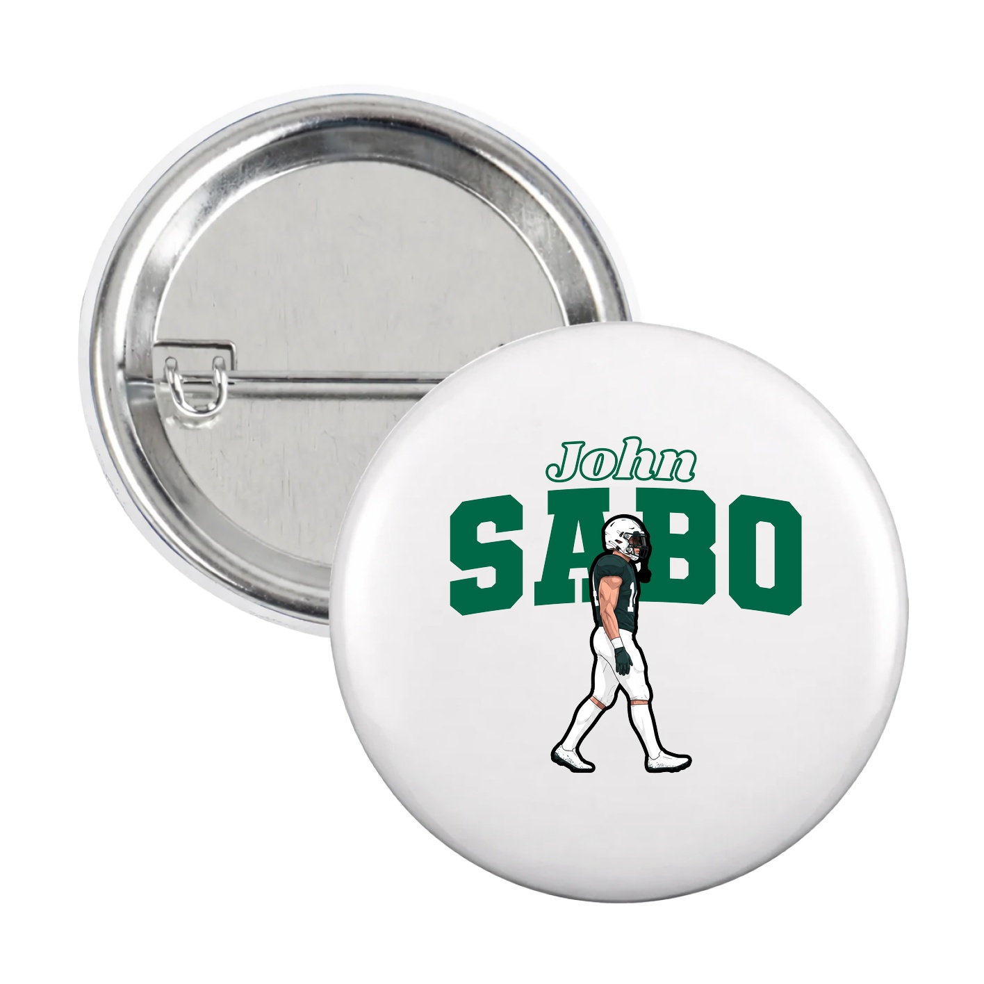 Game Day Button — Name Arch in White