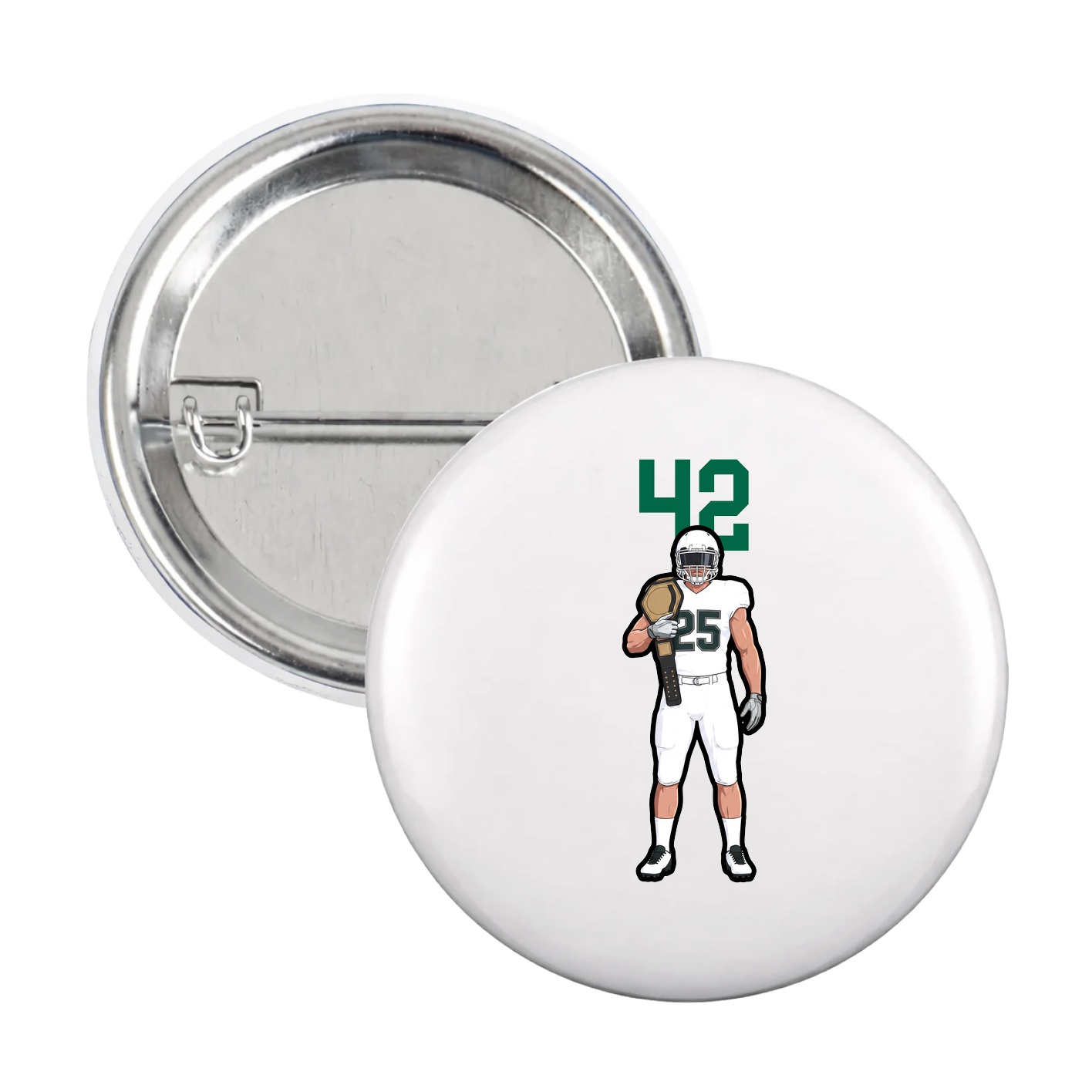 Game Day Button — Number Top in White