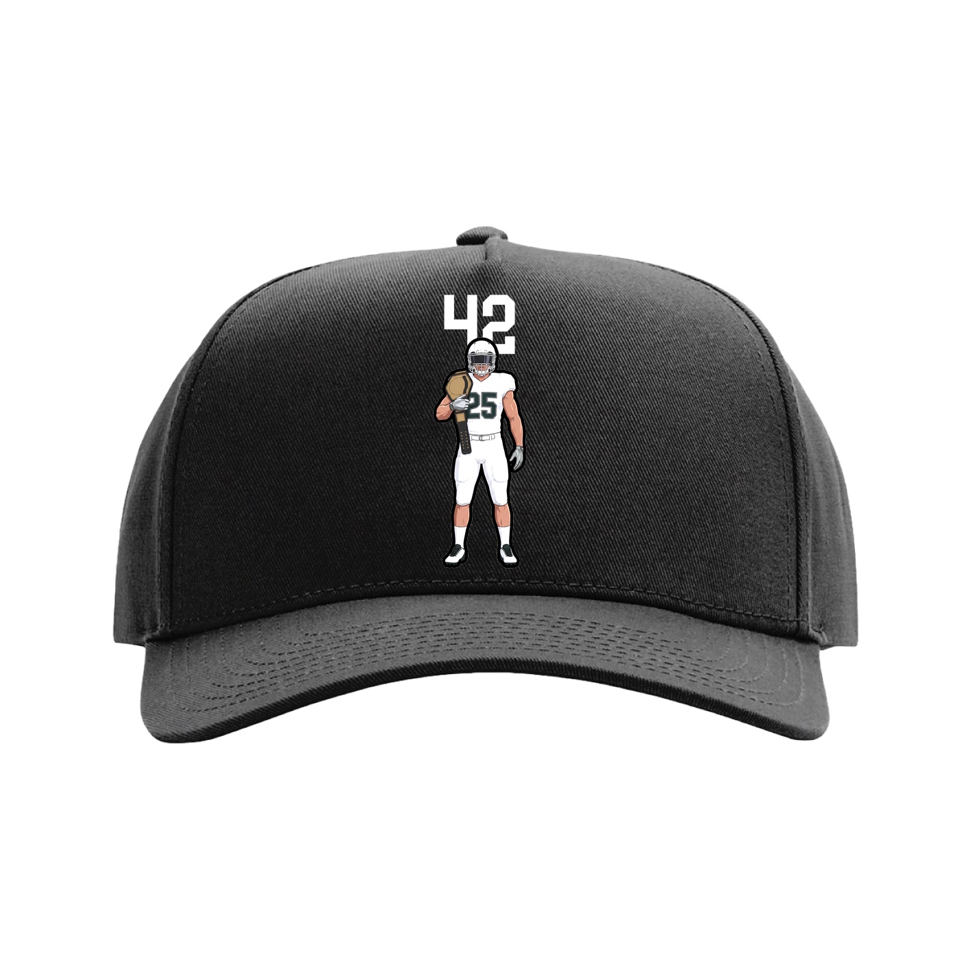 Full Fabric Five-Panel Champ Cap — Number Top in Black