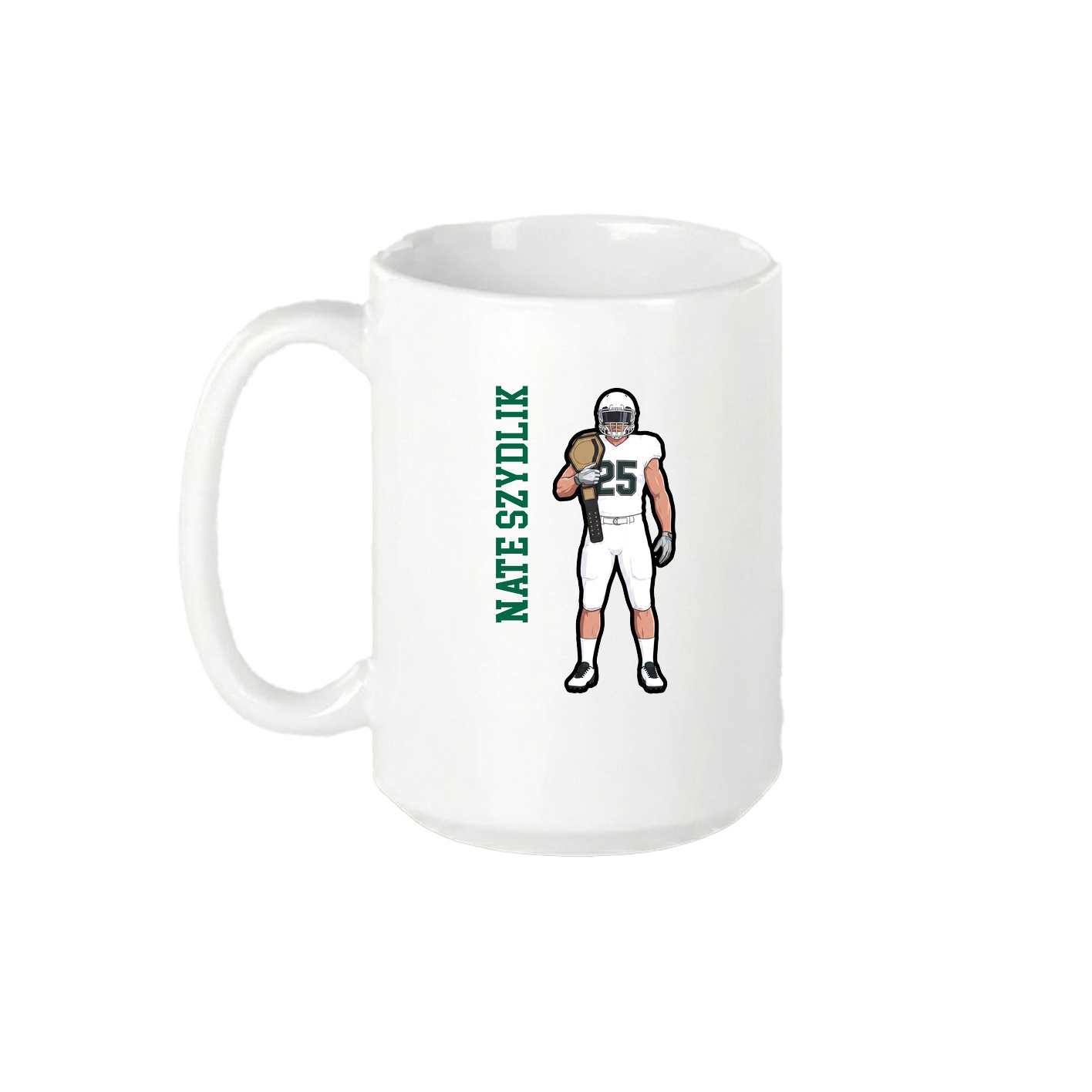 15oz Coffee Mug — Name Vertical in White