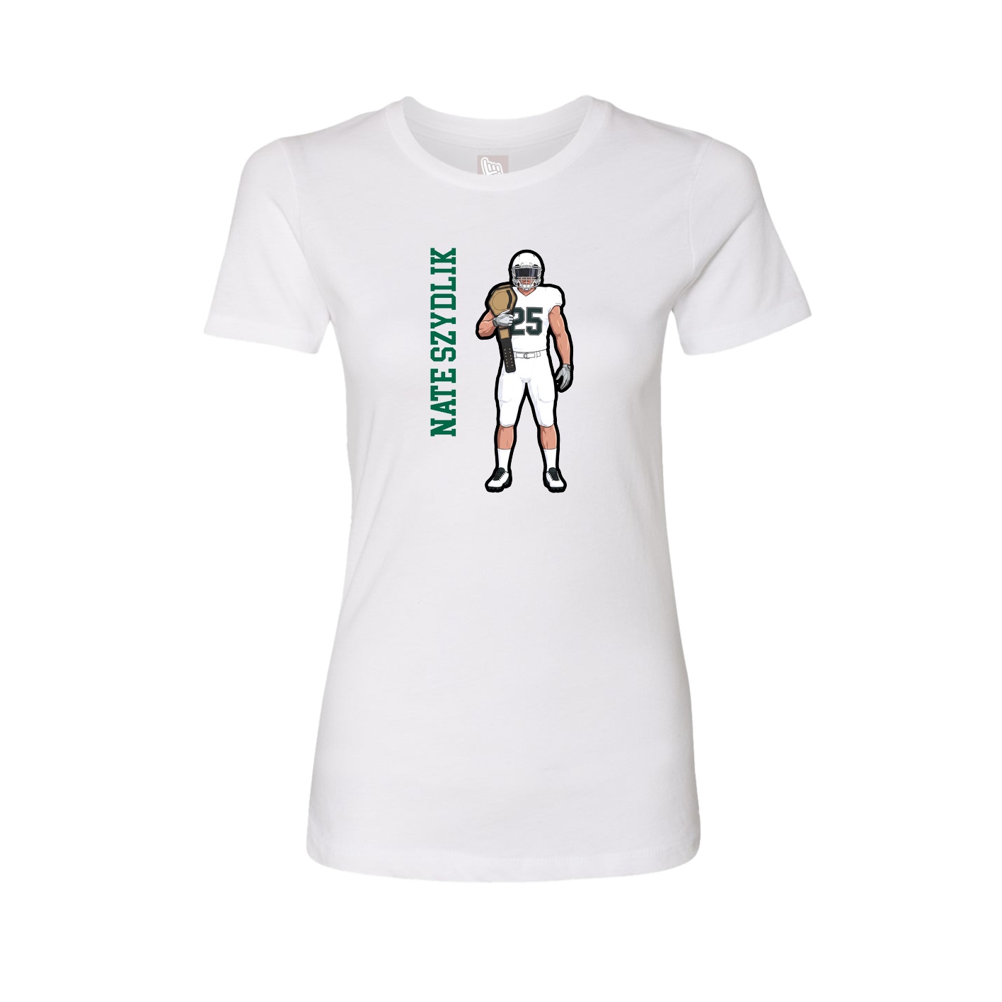Fitted Women's Tee — Name Vertical in White
