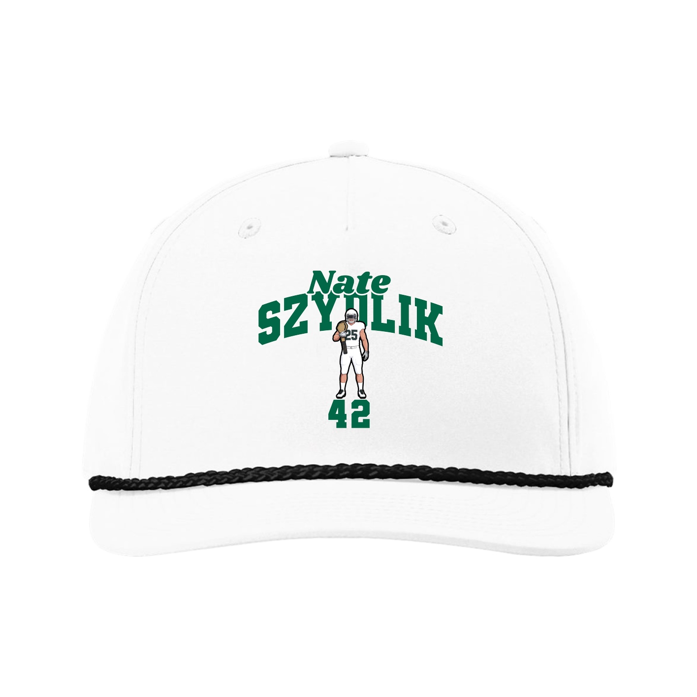 Five-Panel Classic Rope Cap — Signature Arch in White