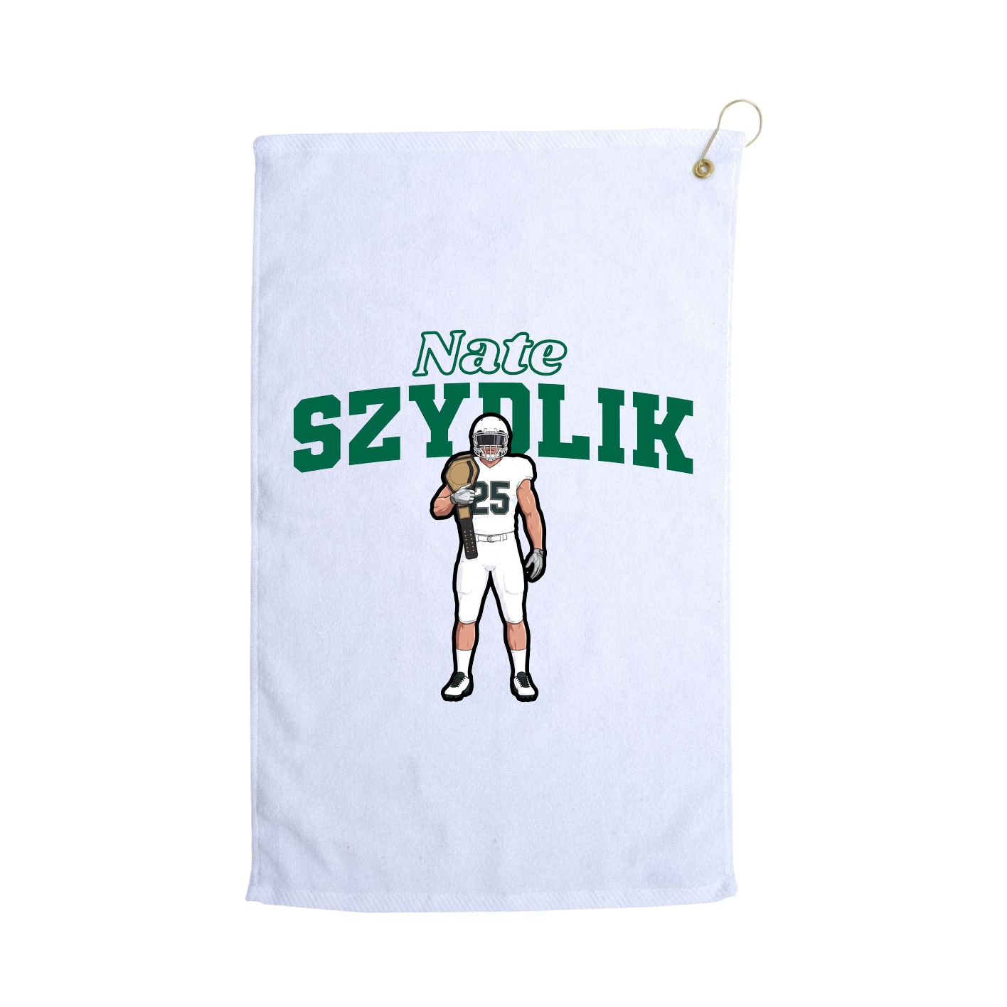 Golf Towel — Name Arch in White