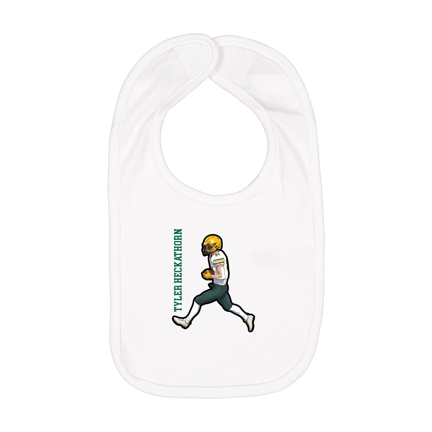 Infant Bib — Name Vertical in White