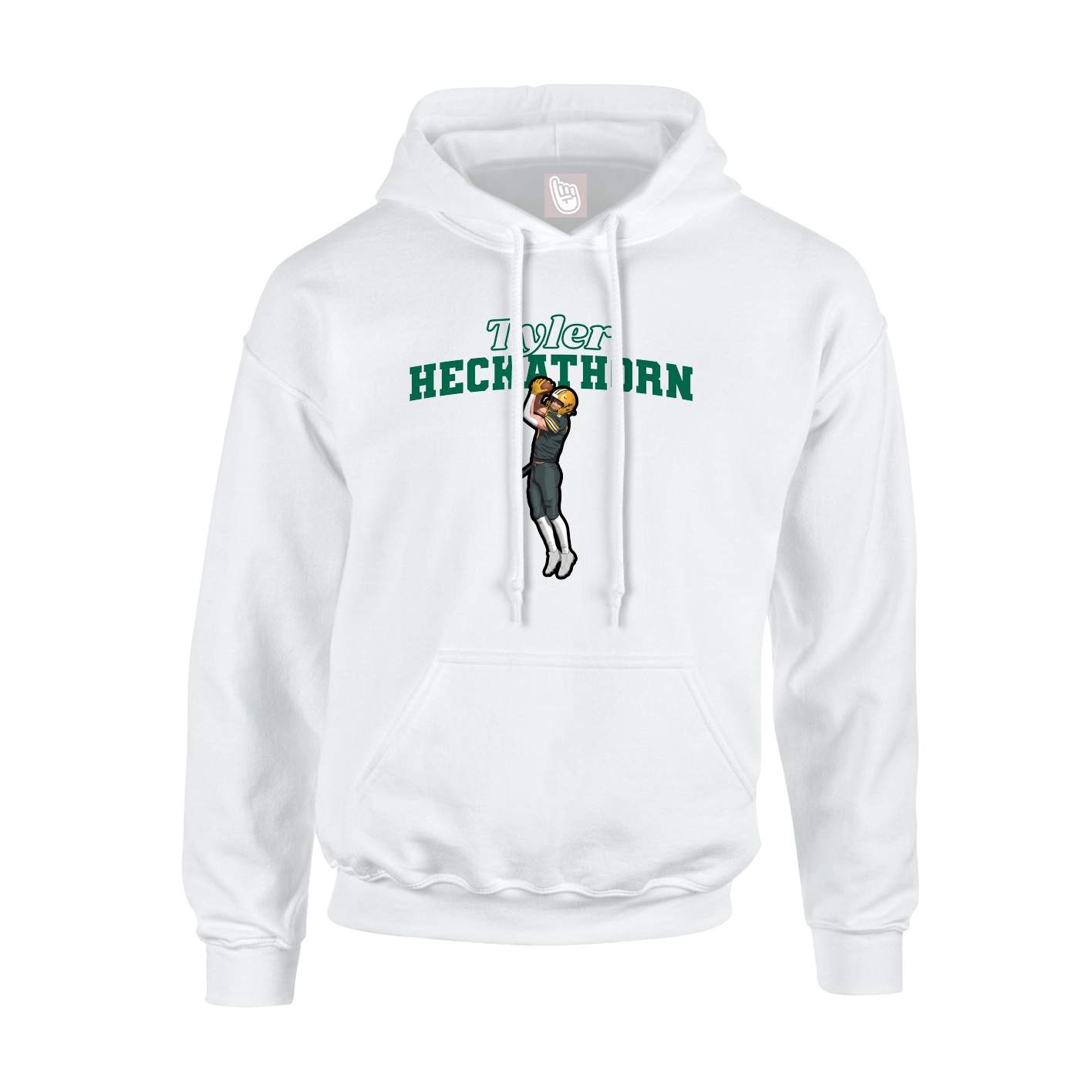 Youth Hoodie — Name Arch in White