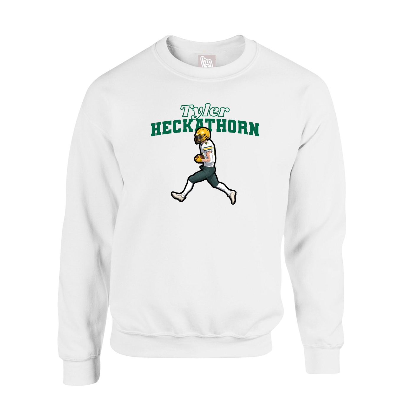 Fleece Crew — Name Arch in White