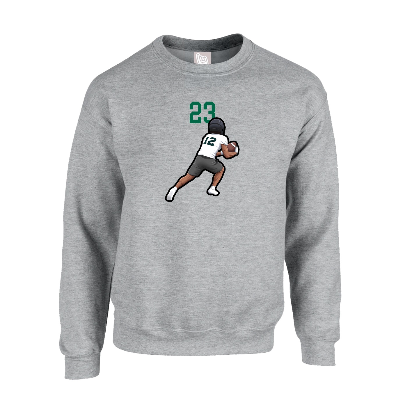 Fleece Crew — Number Top in Grey