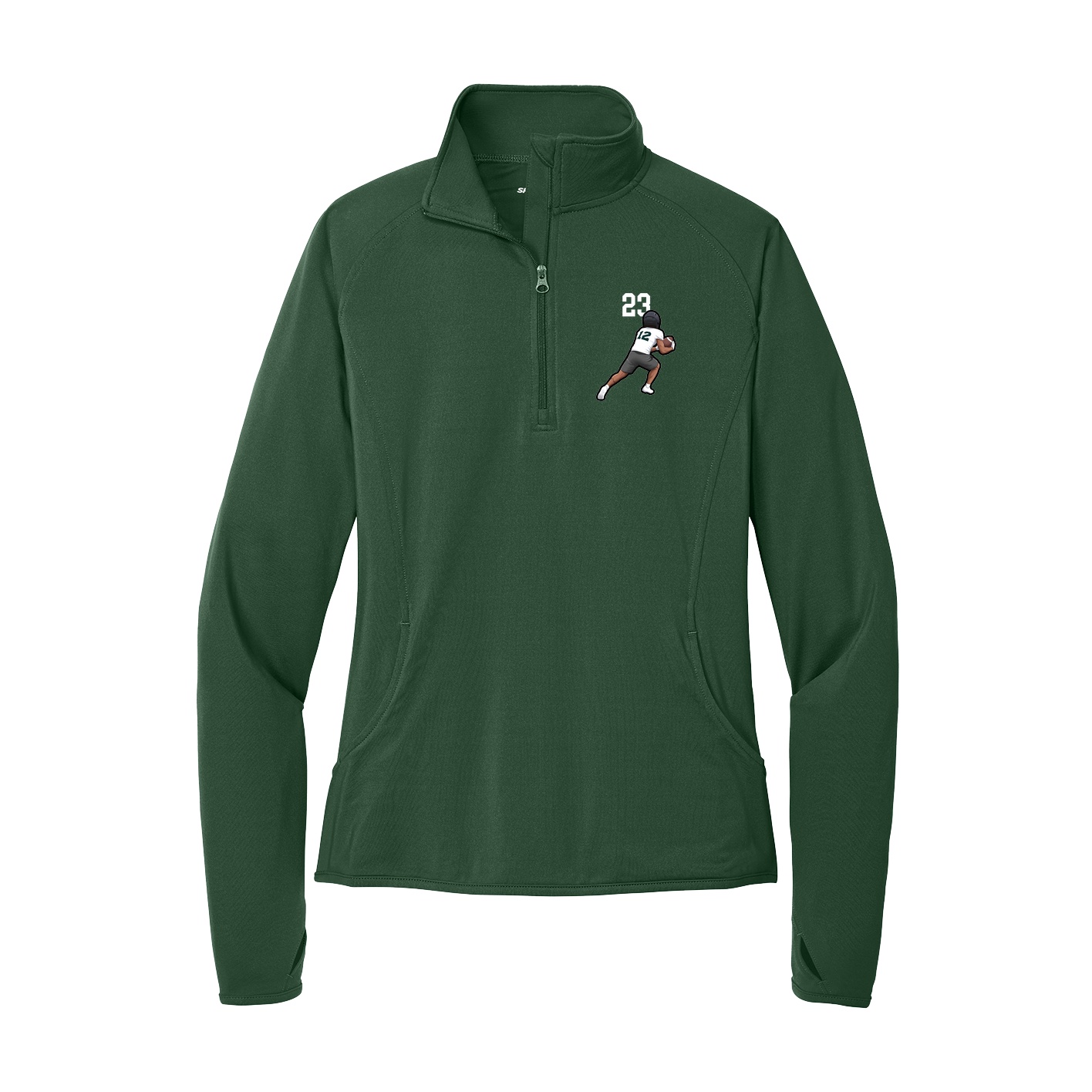 Women's Q-Zip Pullover — Number Top in Green
