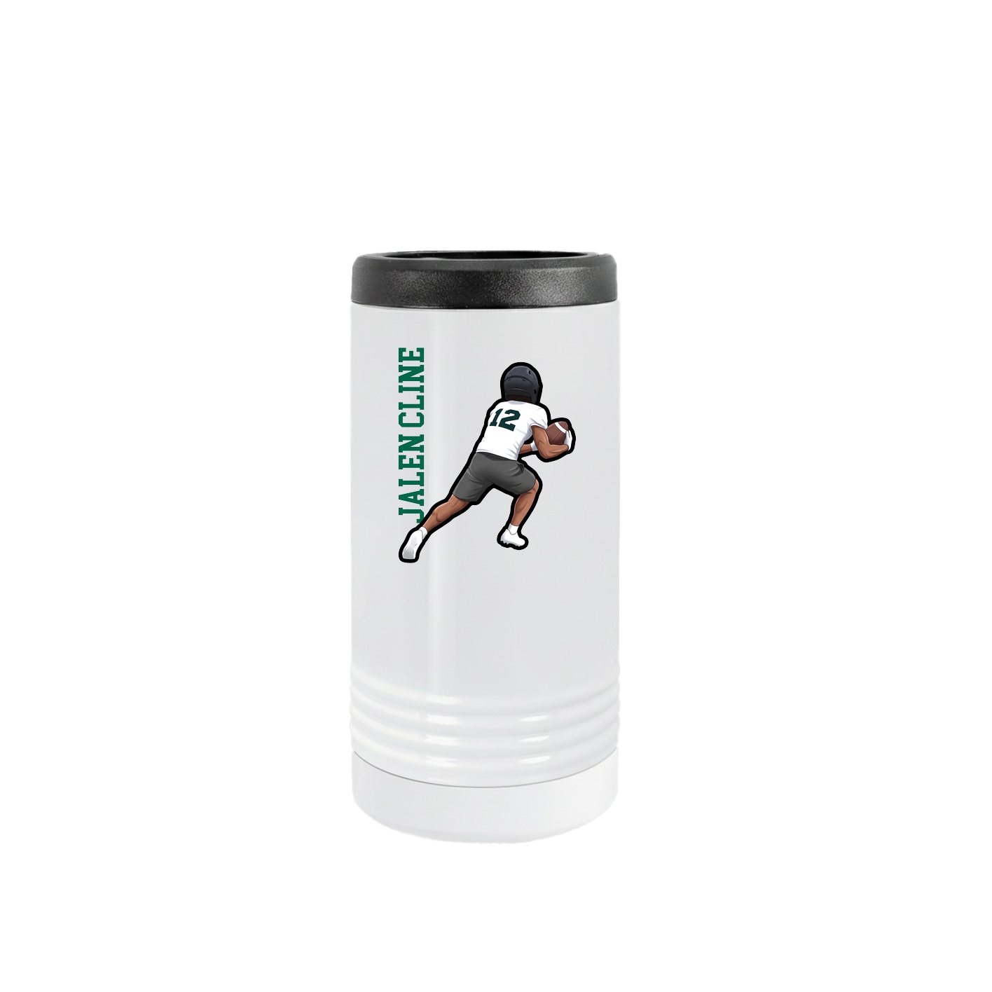 Slim Beverage Holder — Name Vertical in White