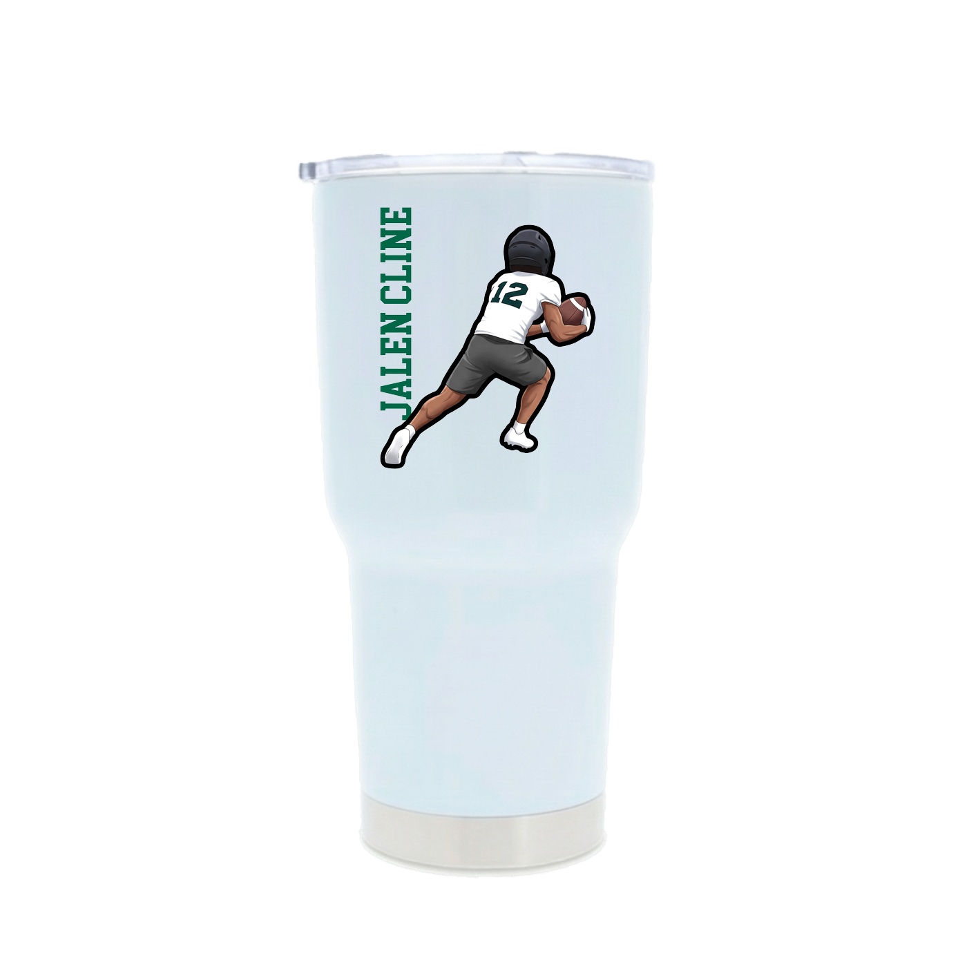 30oz Stainless Steel Tumbler — Name Vertical in White