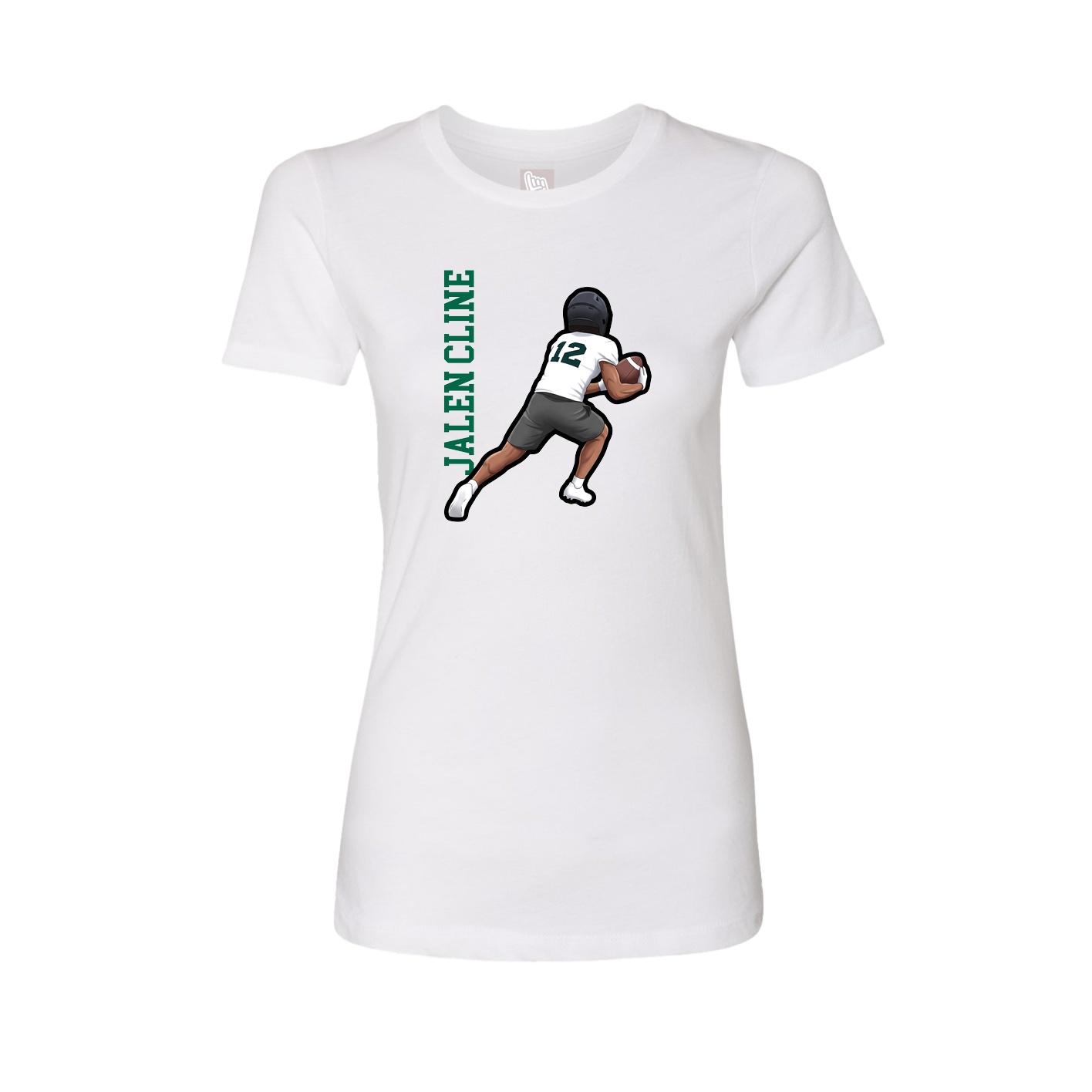Fitted Women's Tee — Name Vertical in White
