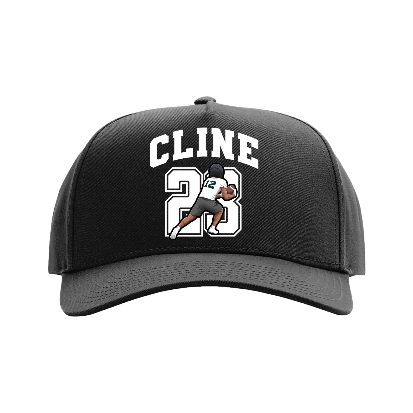 Full Fabric Five-Panel Champ Cap — Number in Black