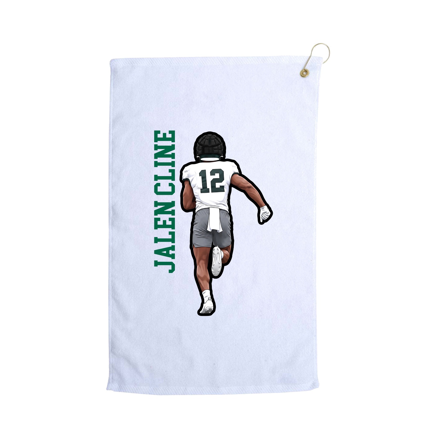 Golf Towel — Name Vertical in White