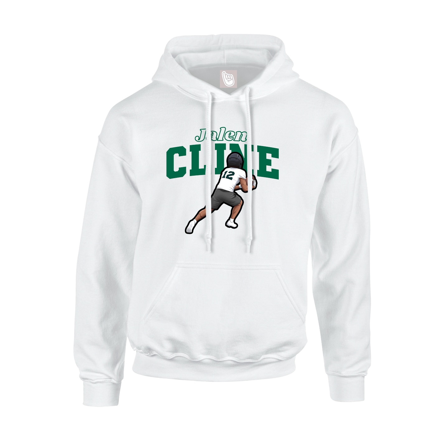 Youth Hoodie — Name Arch in White