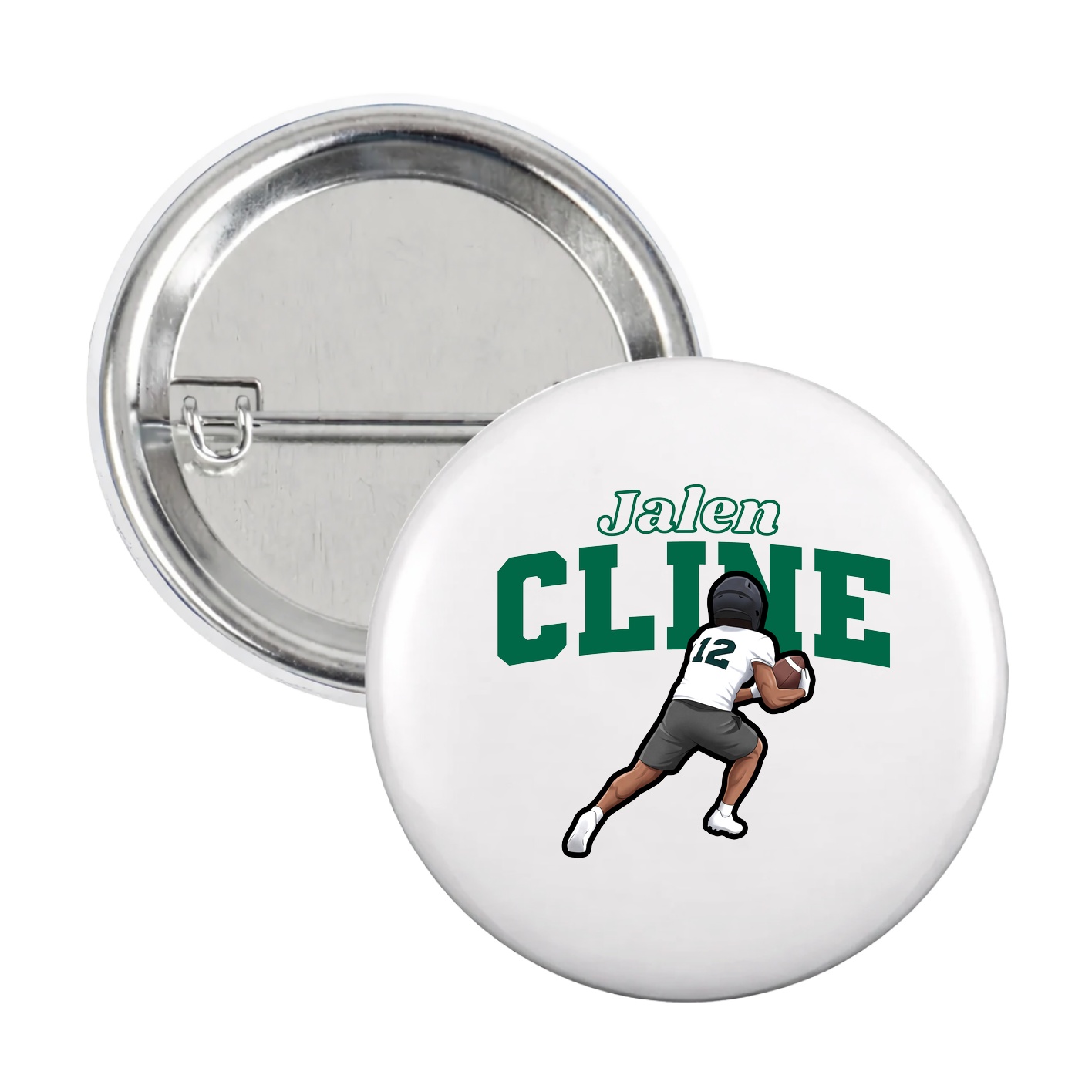 Game Day Button — Name Arch in White