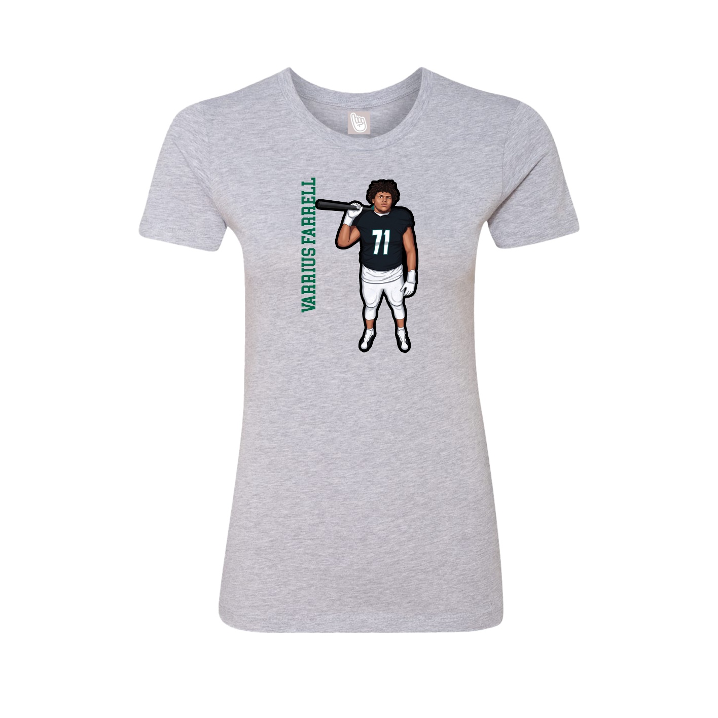 Fitted Women's Tee — Name Vertical in Grey