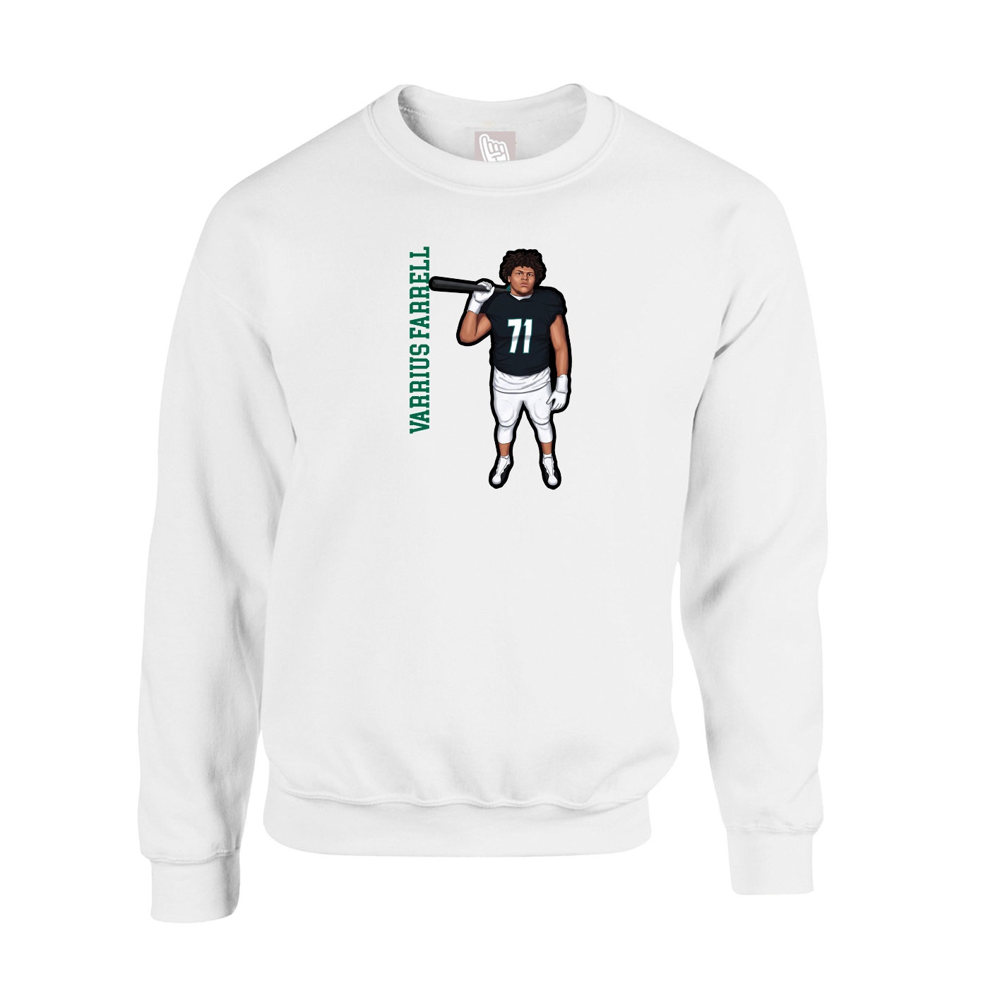 Fleece Crew — Name Vertical in White