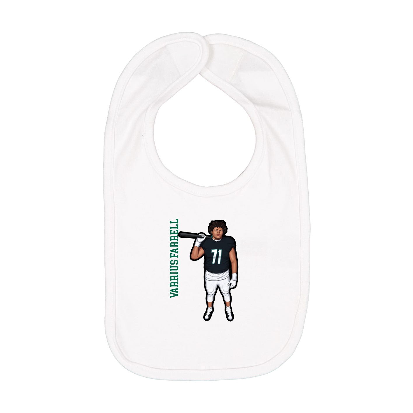 Infant Bib — Name Vertical in White