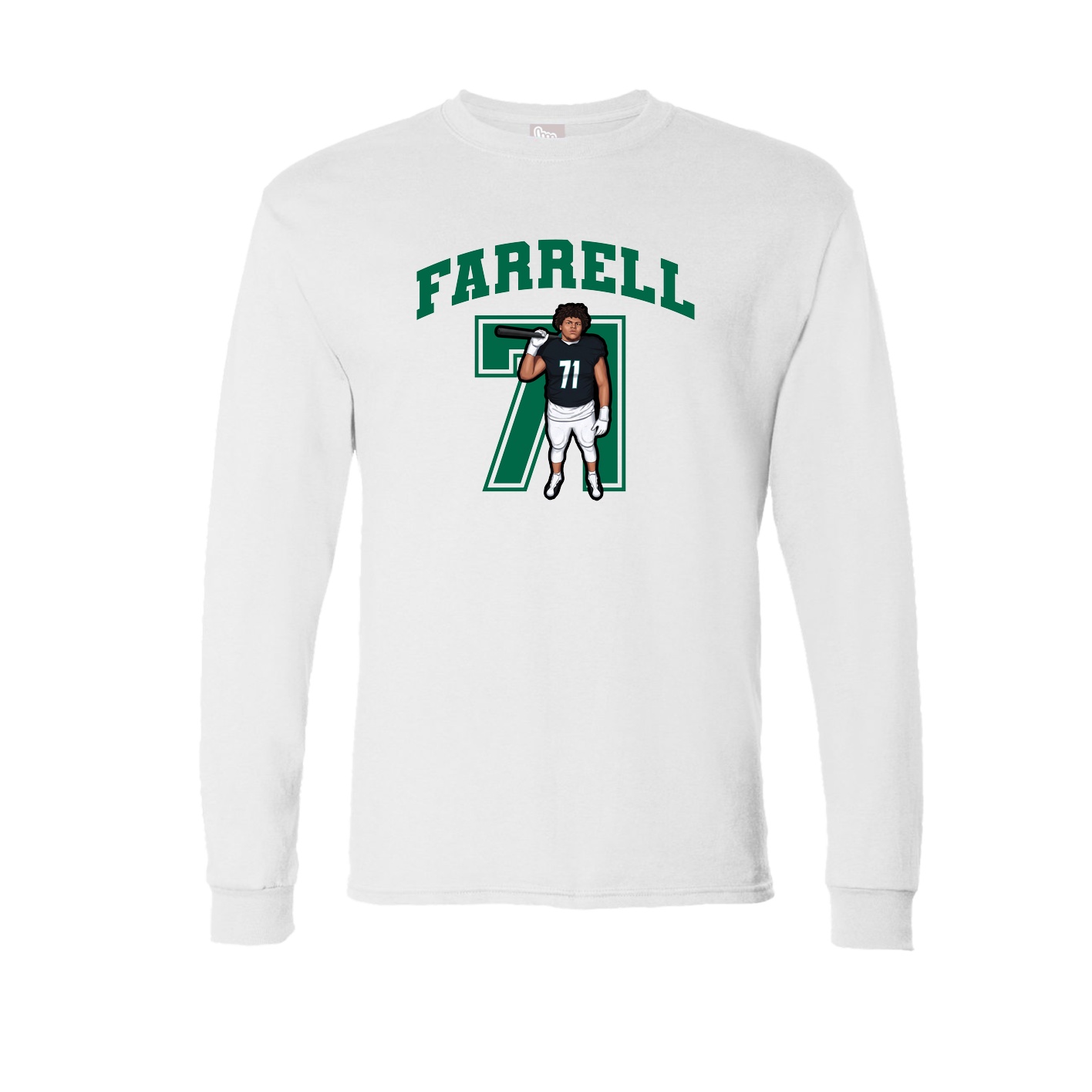 Long Sleeve Tee — Number in White