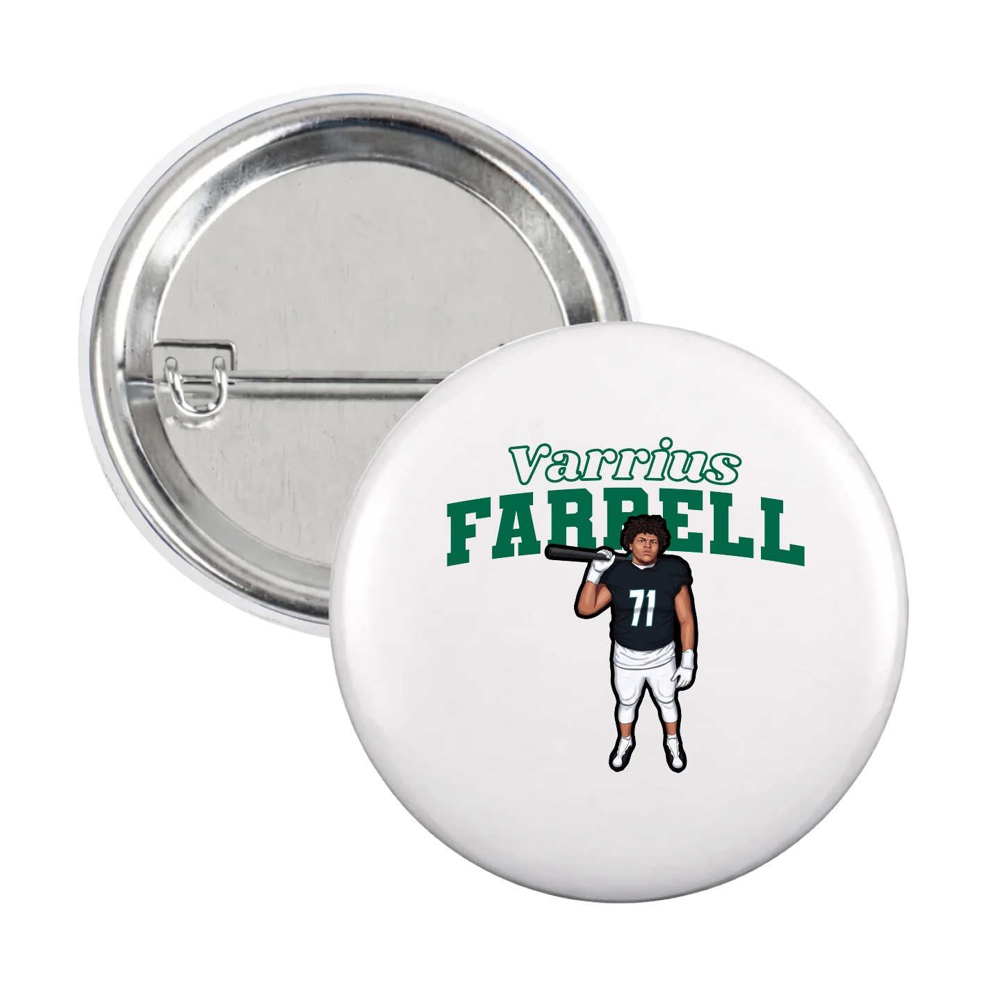 Game Day Button — Name Arch in White