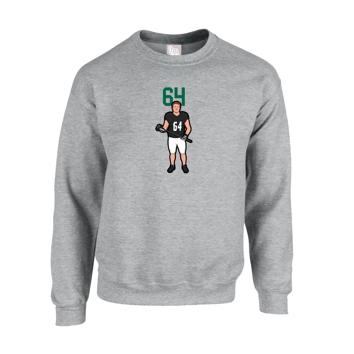 Fleece Crew — Number Top in Grey