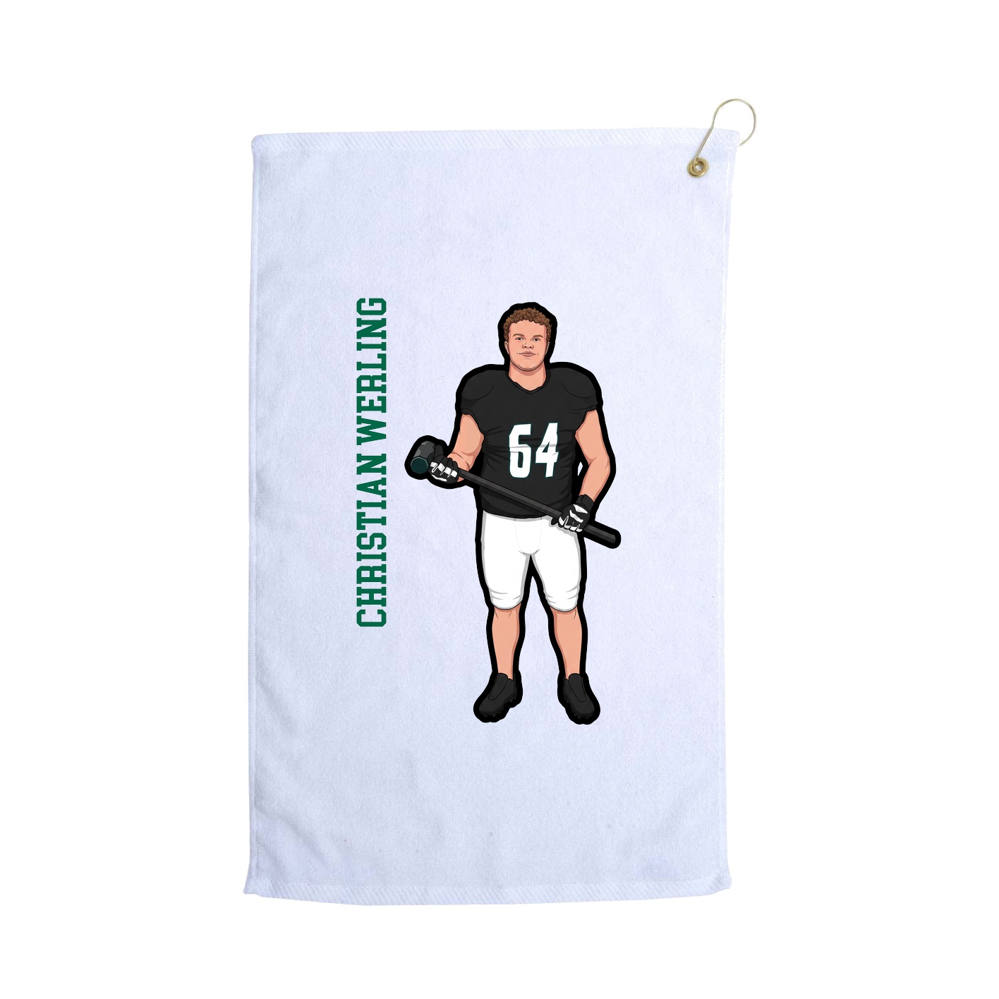 Golf Towel — Name Vertical in White