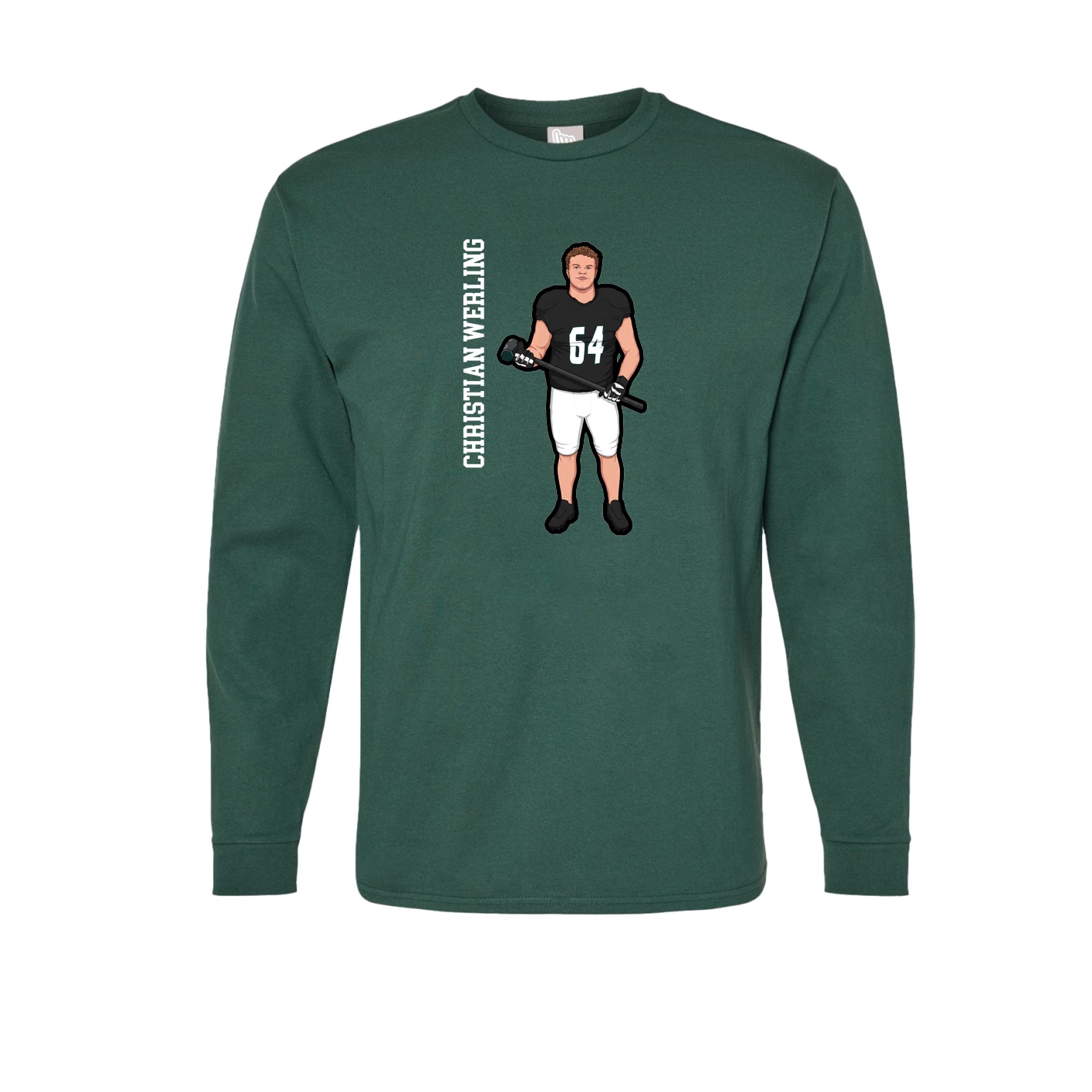 Long Sleeve Tee — Name Vertical in Green
