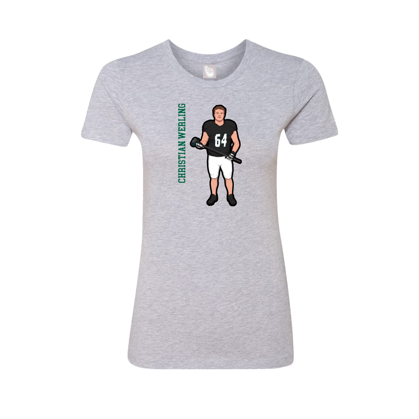 Fitted Women's Tee — Name Vertical in Grey
