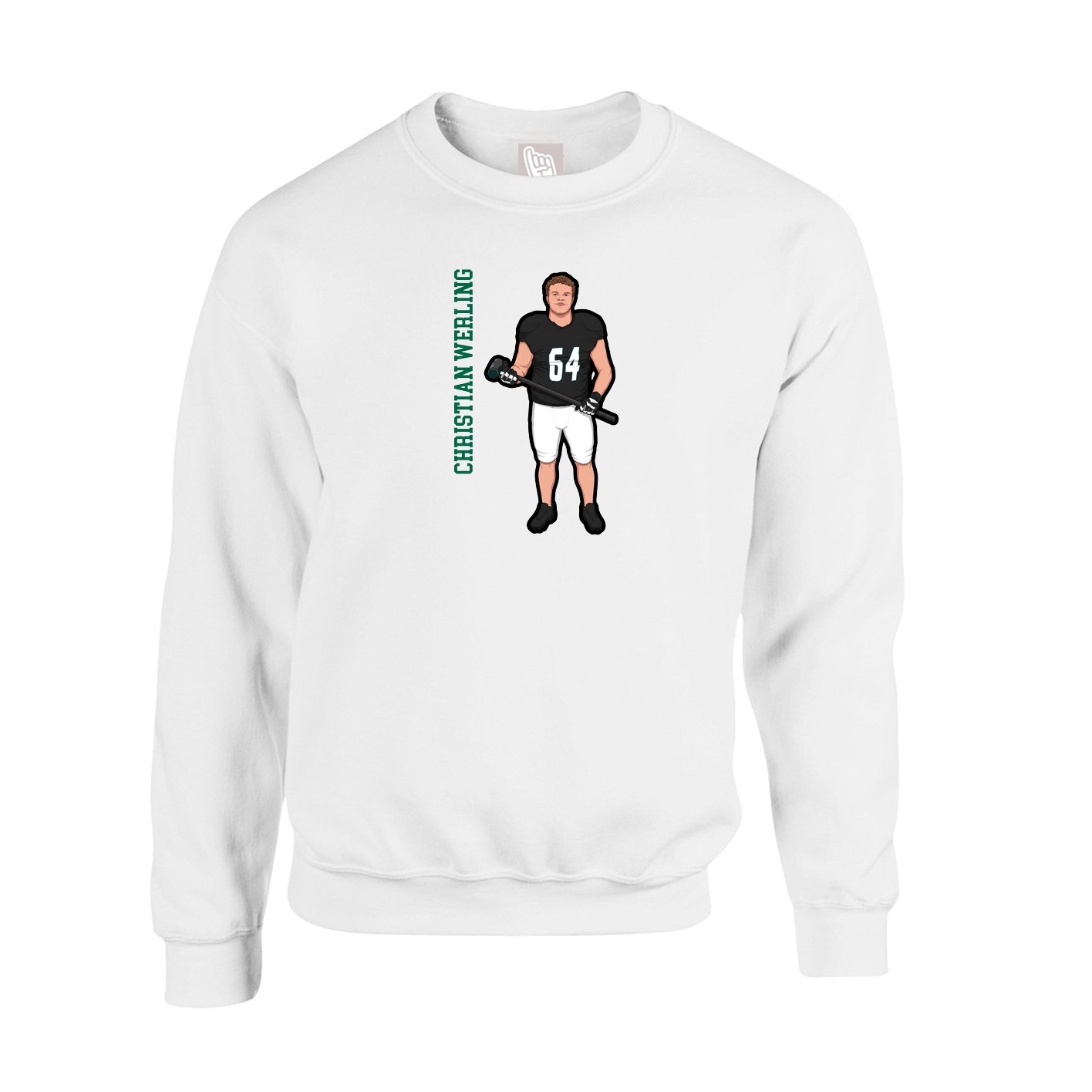 Fleece Crew — Name Vertical in White