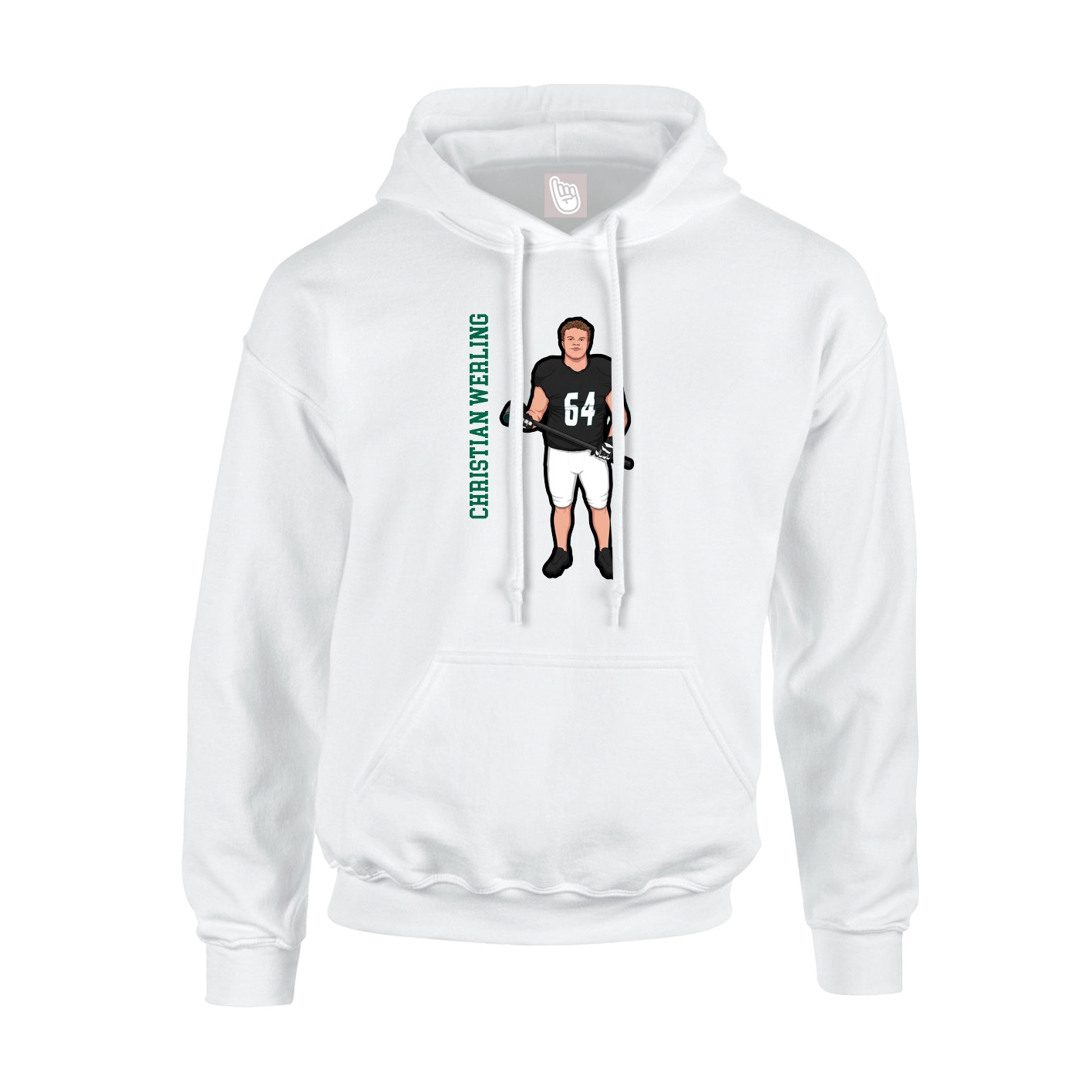 Youth Hoodie — Name Vertical in White