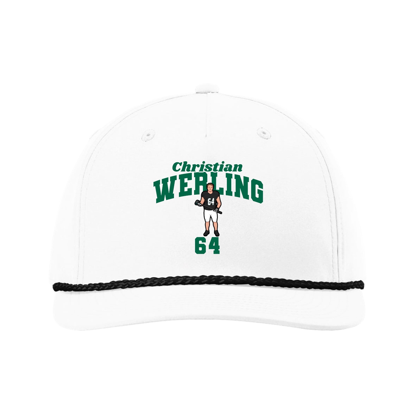 Five-Panel Classic Rope Cap — Signature Arch in White